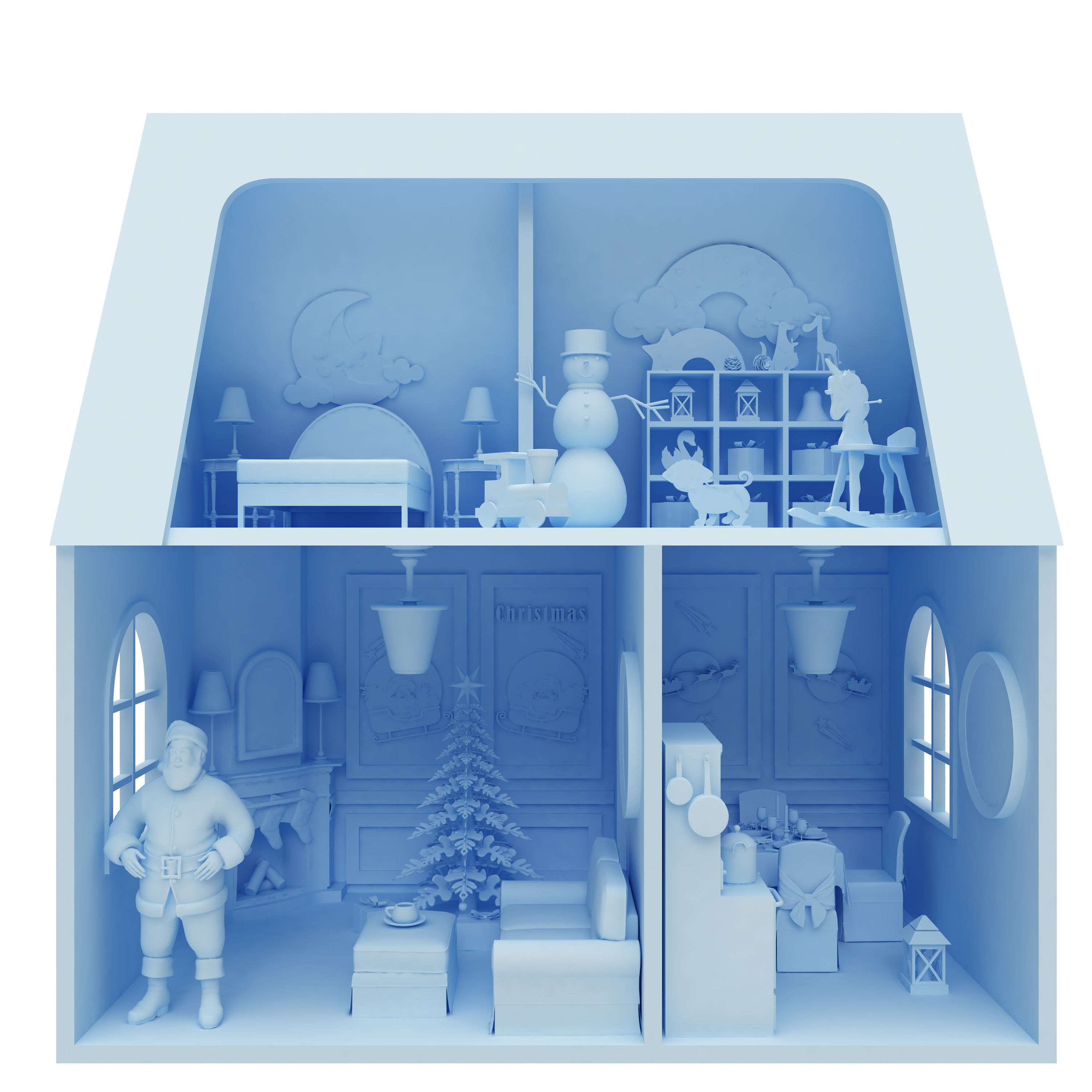 santa claus miniature house dollhouse printable 3D print model_14