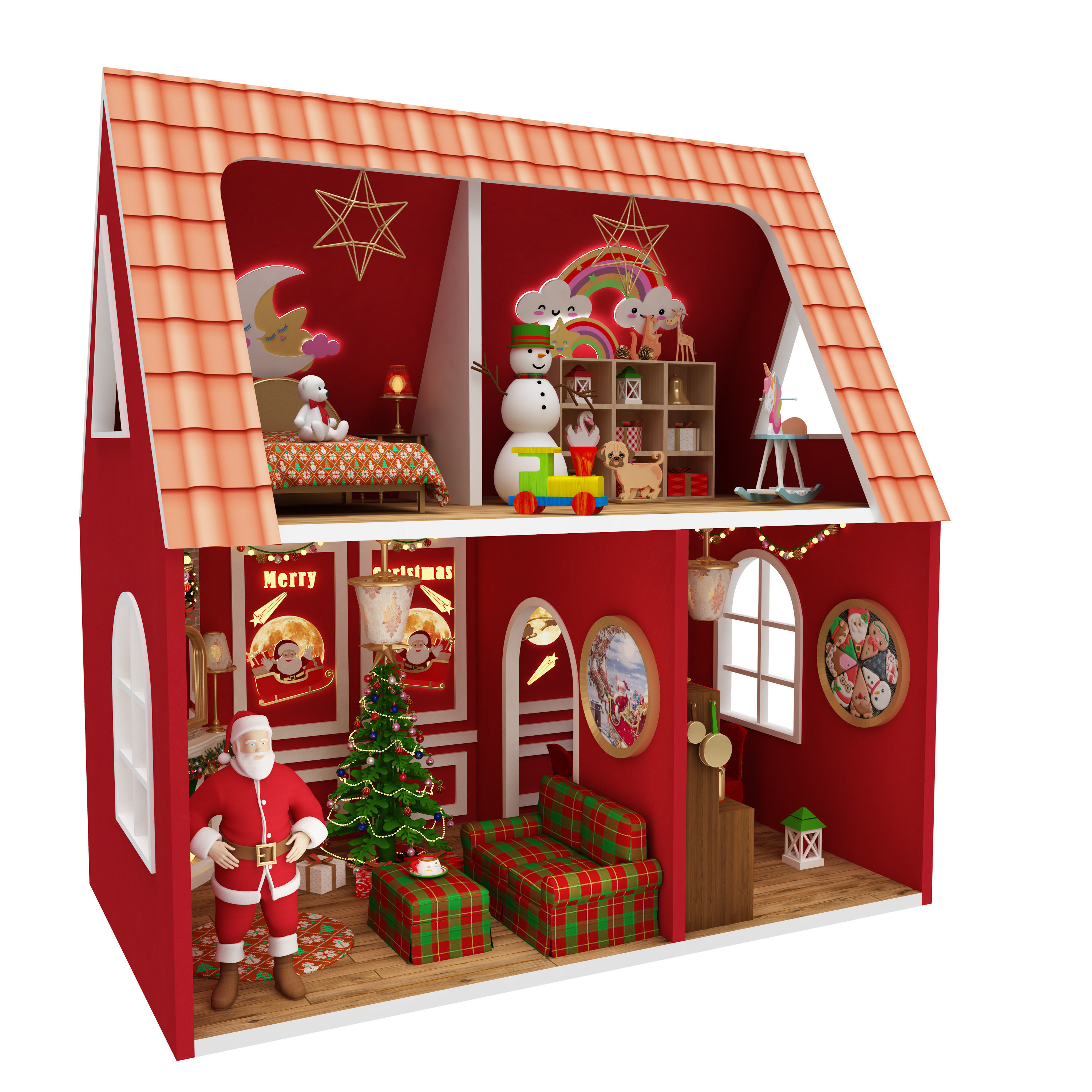 santa claus miniature house dollhouse printable 3D print model_2
