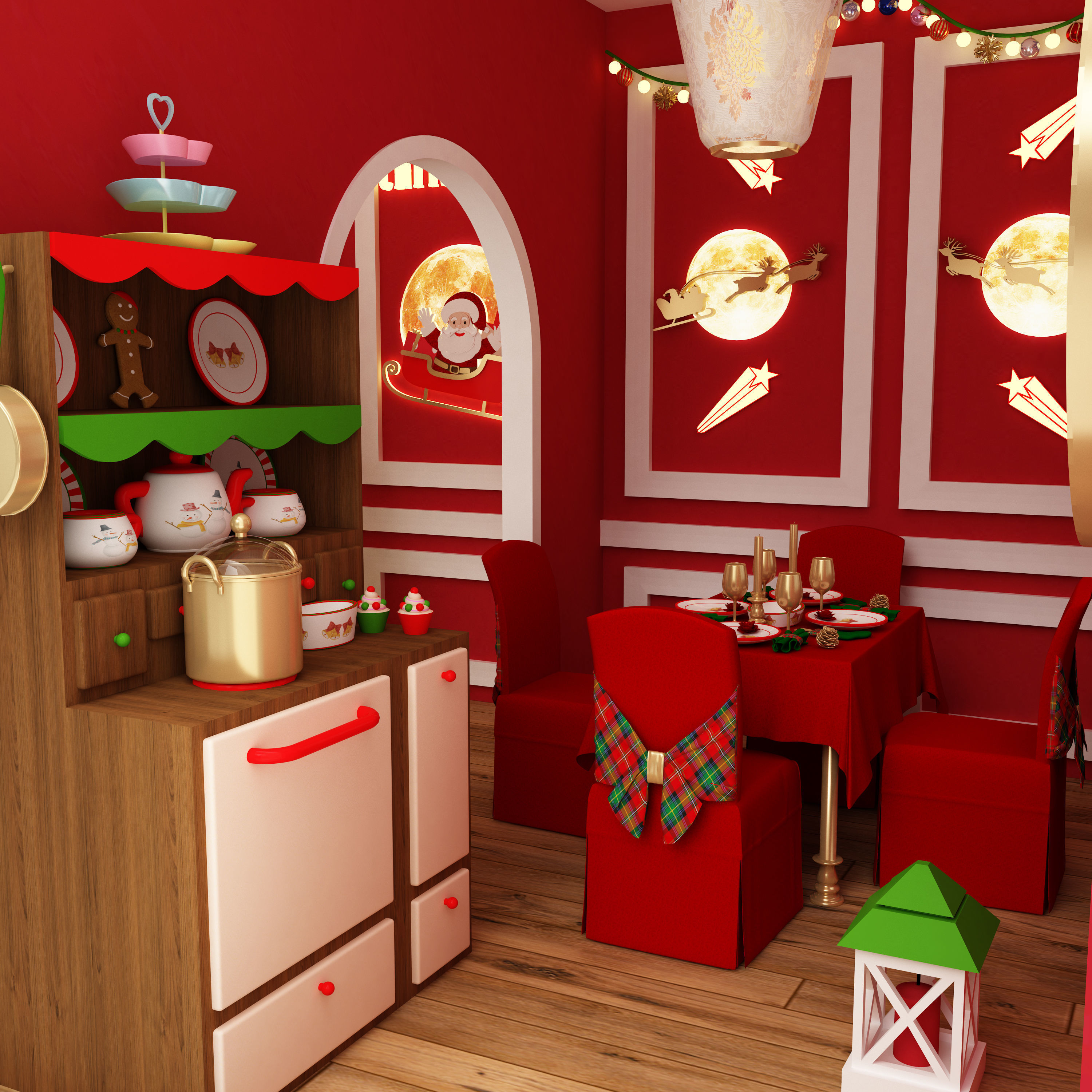 santa claus miniature house dollhouse printable 3D print model_7