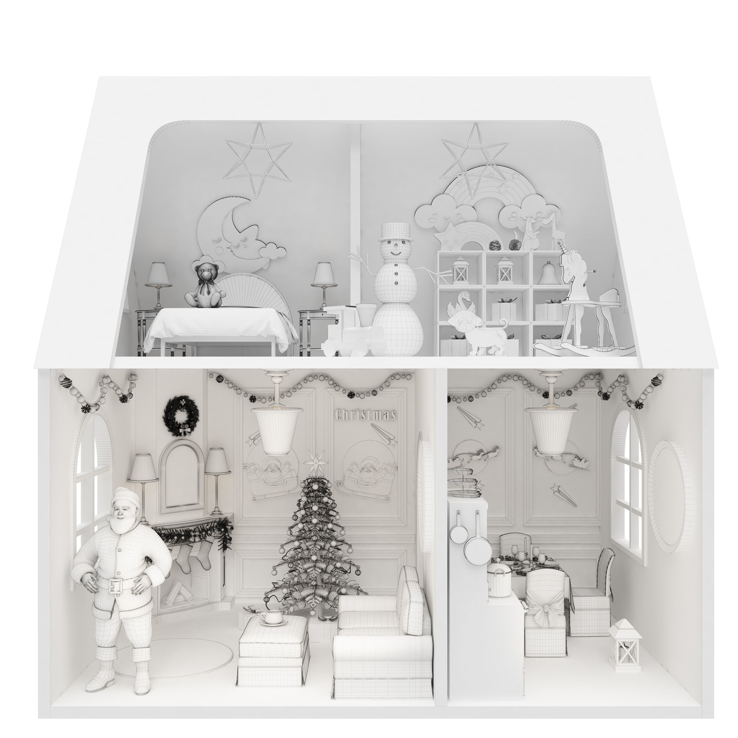 santa claus miniature house dollhouse printable 3D print model_13