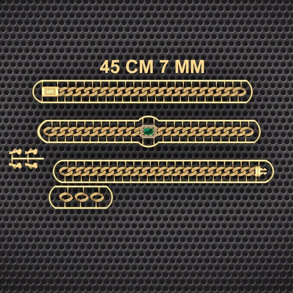 7 MM 45 CM CUBAN LINK CHAIN FOR BRACELET OR NECKLACE 3D print model_0