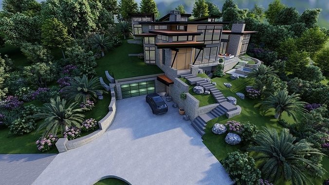 Vacation House In The Woods 3D model 7