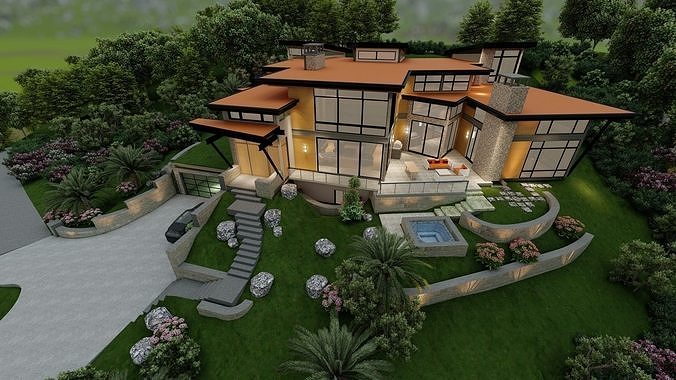 Vacation House In The Woods 3D model 5