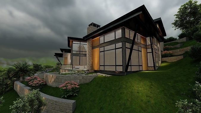 Vacation House In The Woods 3D model 6