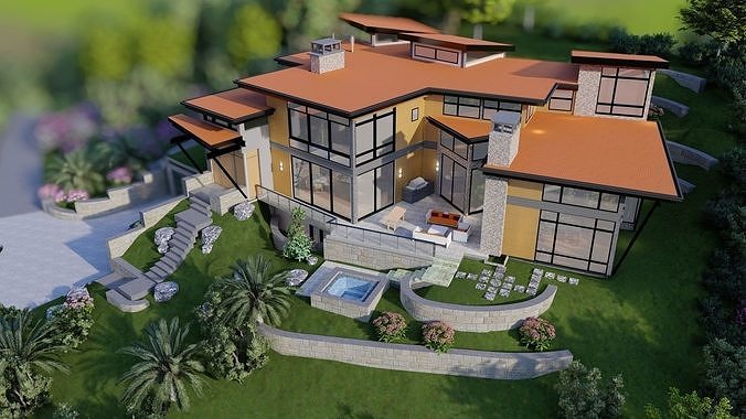Vacation House In The Woods 3D model 2
