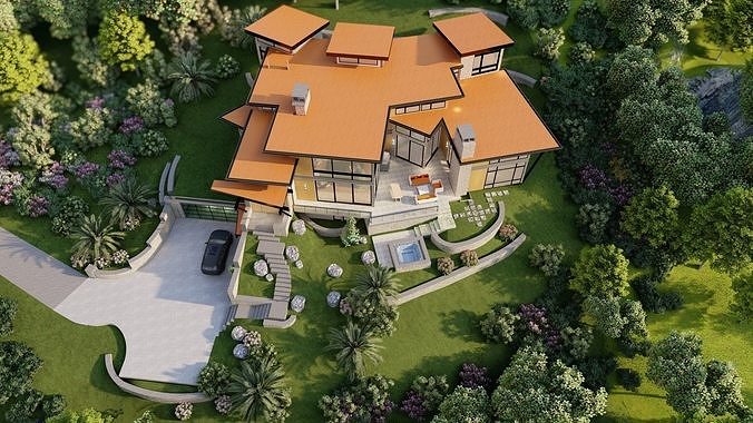Vacation House In The Woods 3D model 3