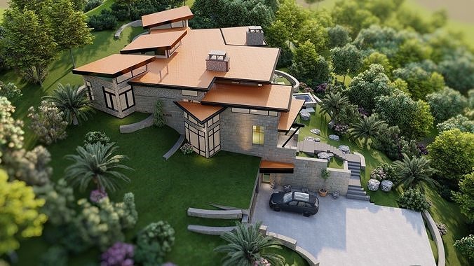 Vacation House In The Woods 3D model 4