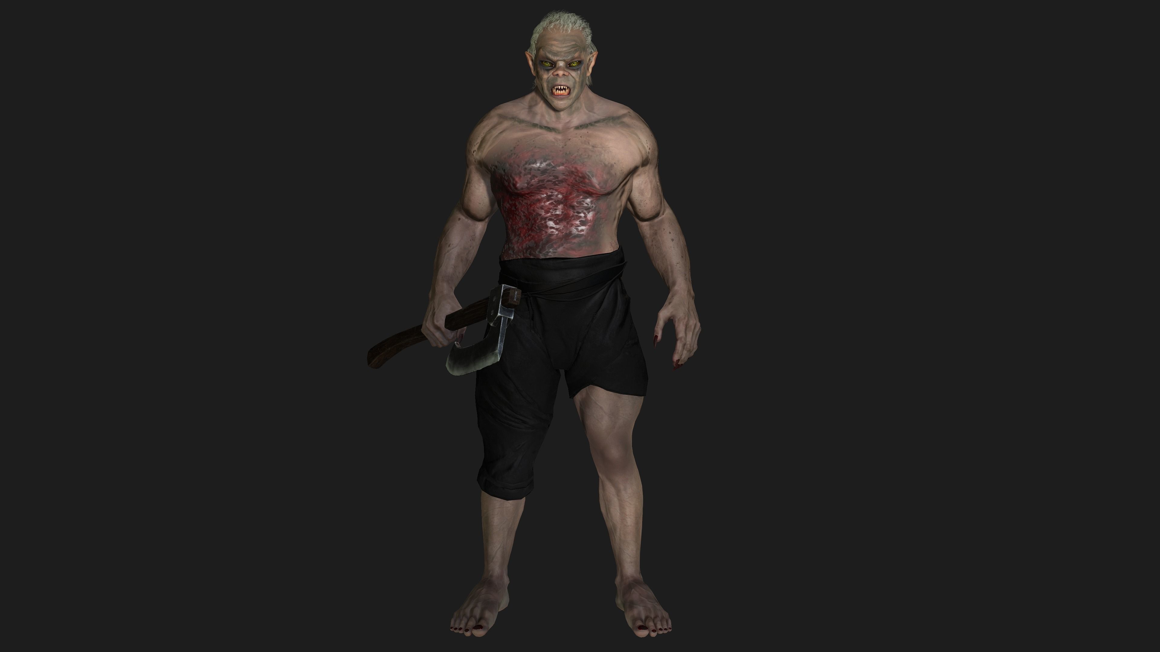 AAA 3D REALISTIC CHARACTER  - THE WOUNDED MONSTER 03 Low-poly 3D model_15
