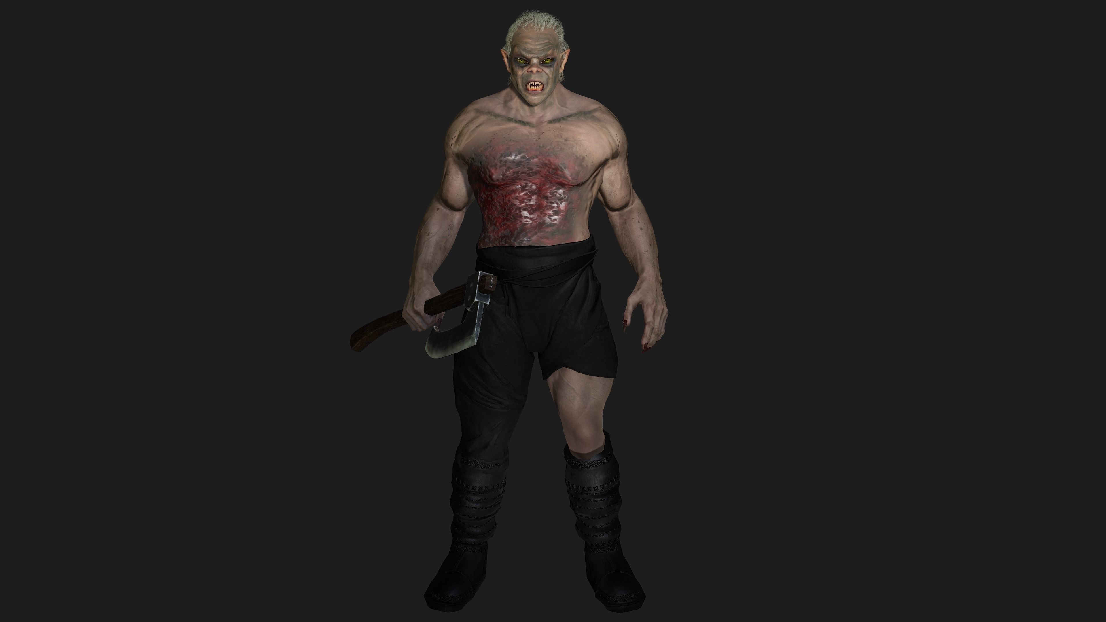 AAA 3D REALISTIC CHARACTER  - THE WOUNDED MONSTER 03 Low-poly 3D model_14