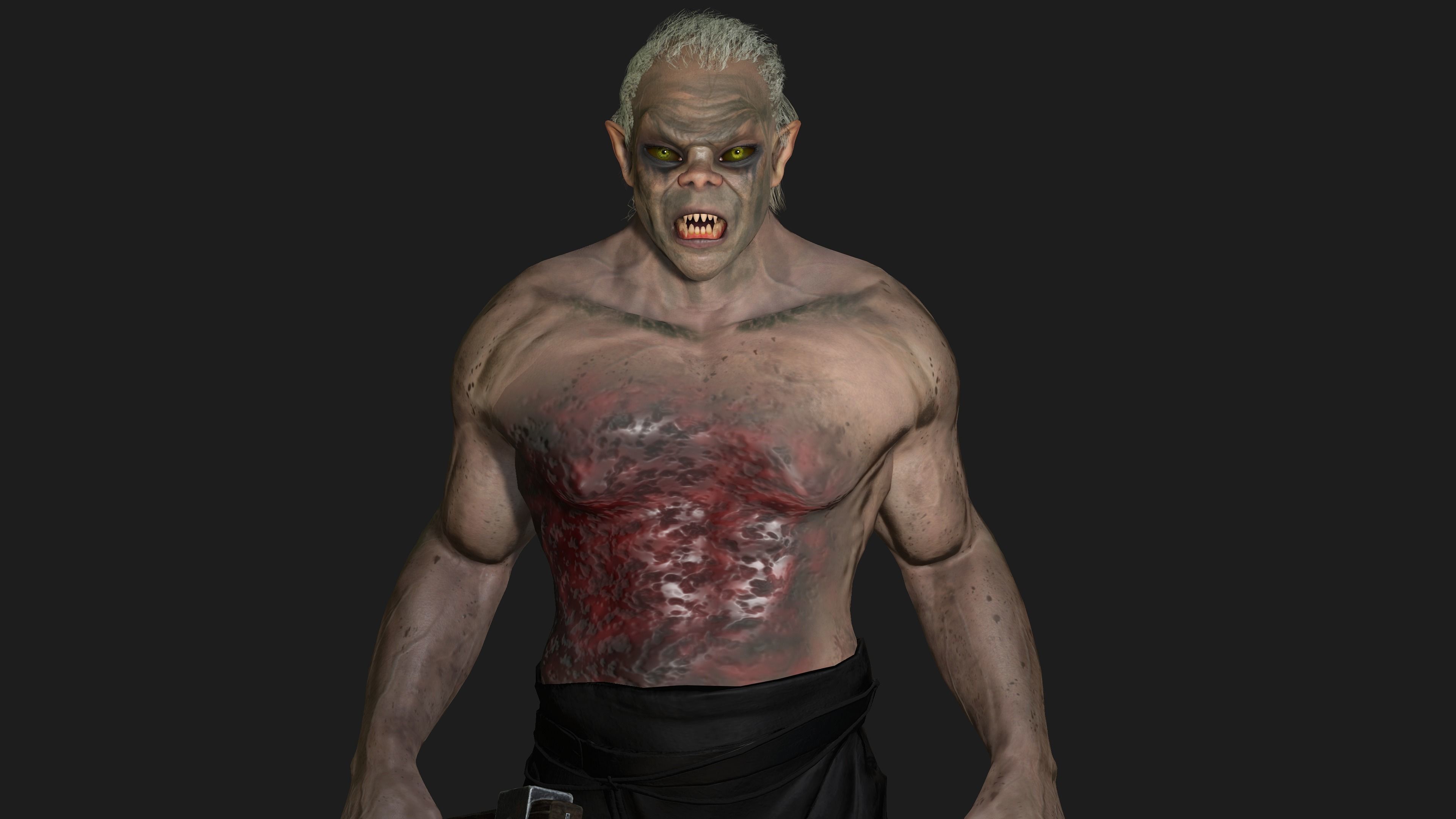 AAA 3D REALISTIC CHARACTER  - THE WOUNDED MONSTER 03 Low-poly 3D model_12