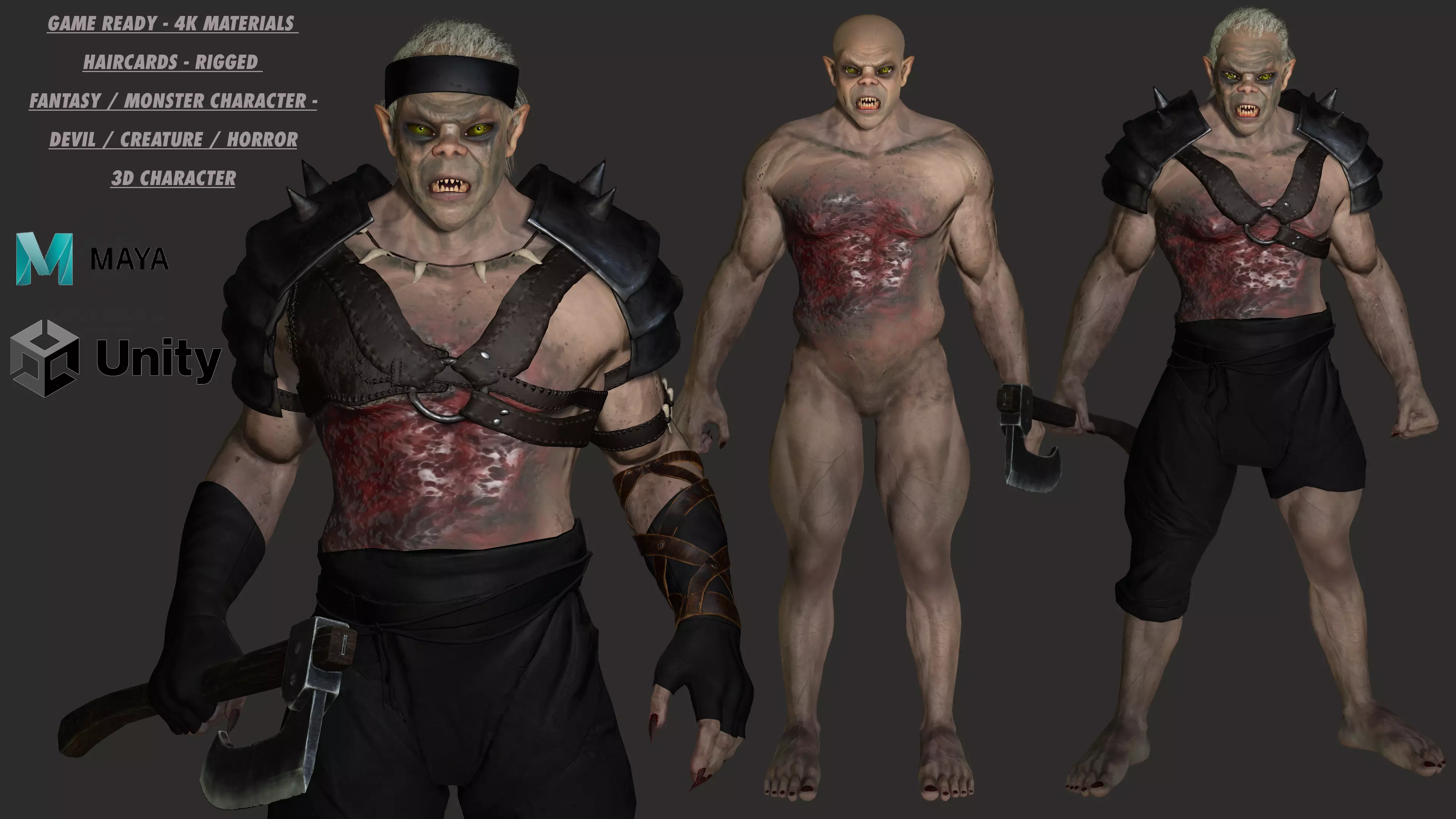 AAA 3D REALISTIC CHARACTER  - THE WOUNDED MONSTER 03 Low-poly 3D model_0