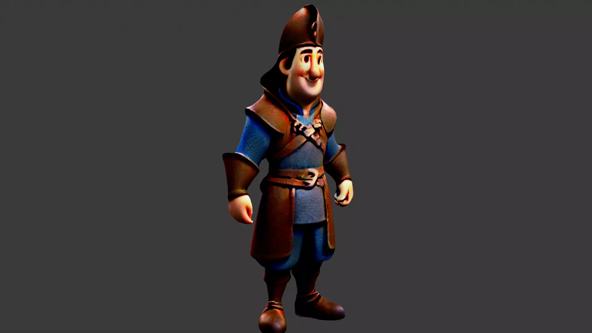 Medieval Peasant Low-poly 3D model_0