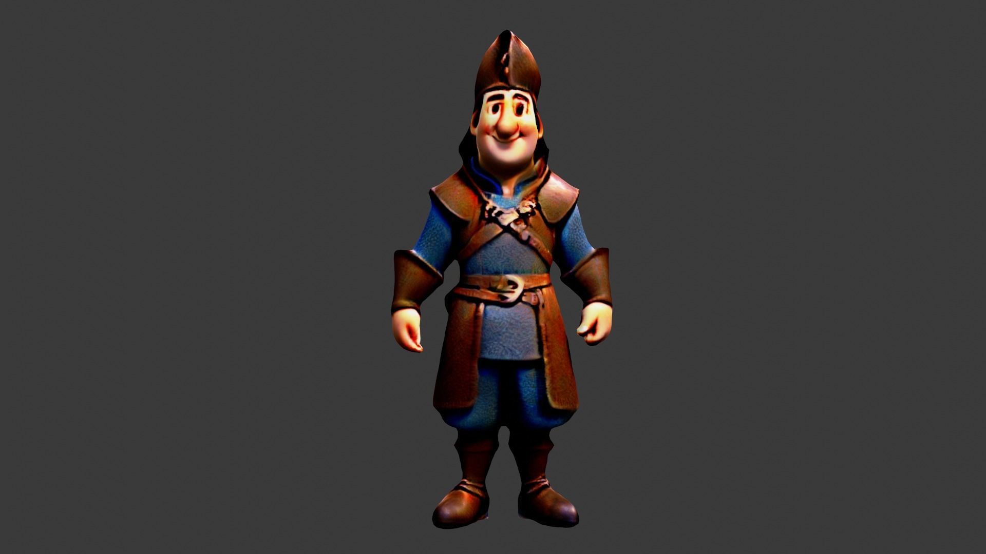 Medieval Peasant Low-poly 3D model_1