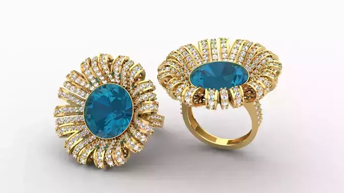 Center Diamond 3D Womens Ring