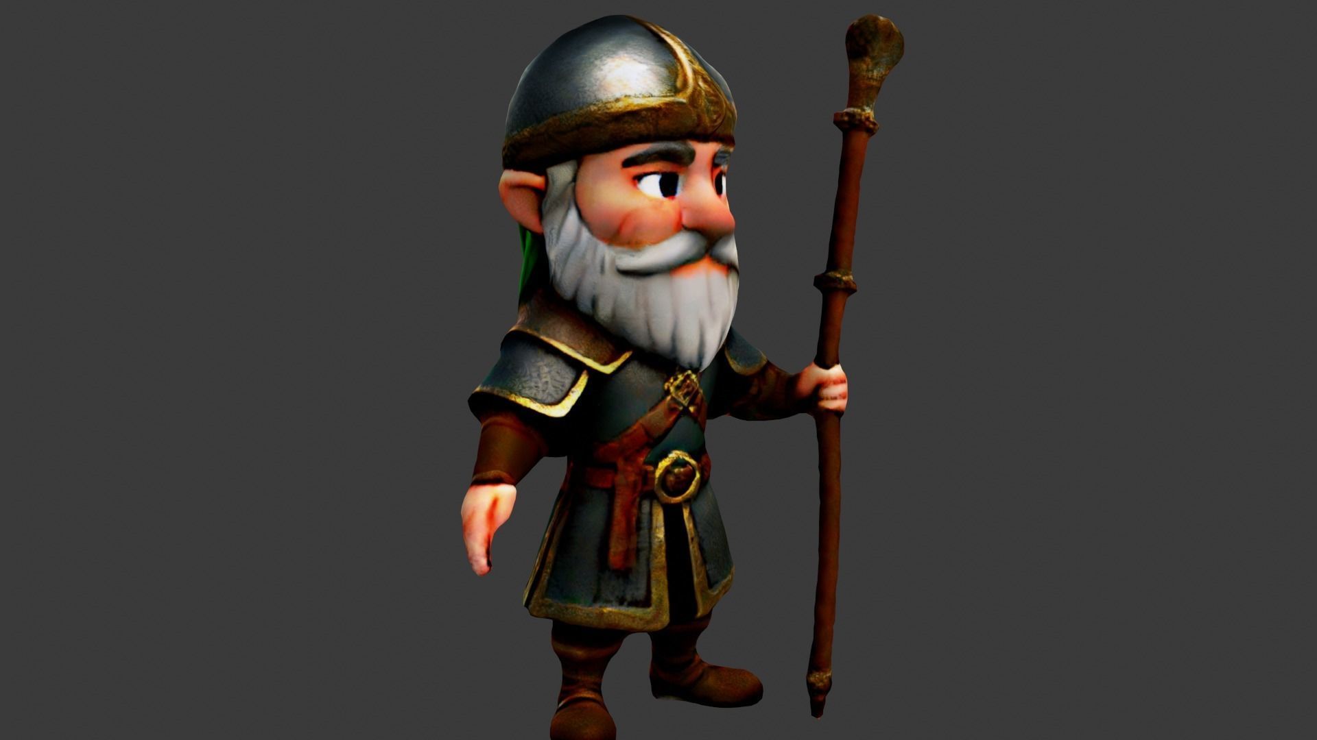 Old Beggar Man Low-poly 3D model_1