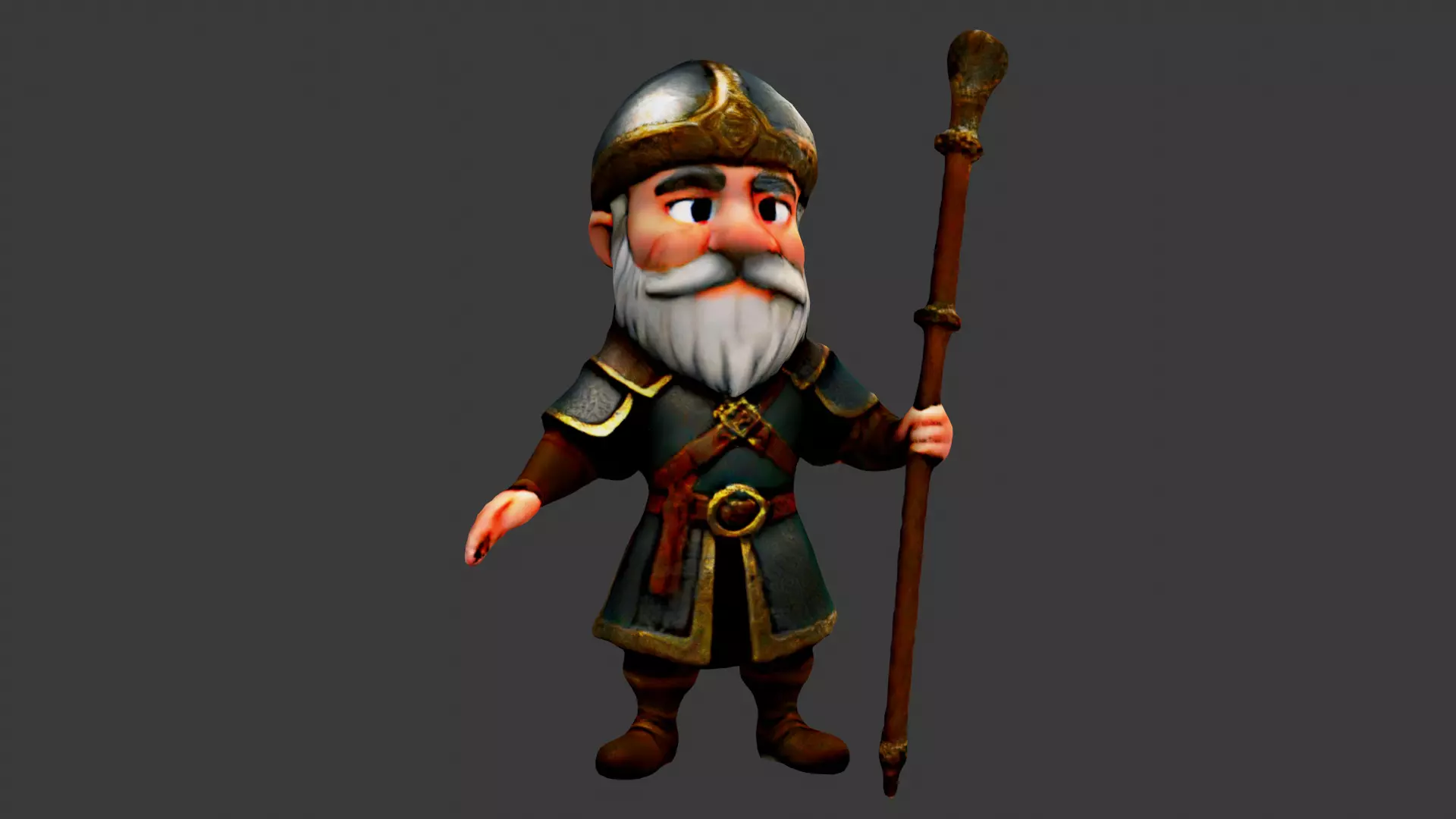 Old Beggar Man Low-poly 3D model_0