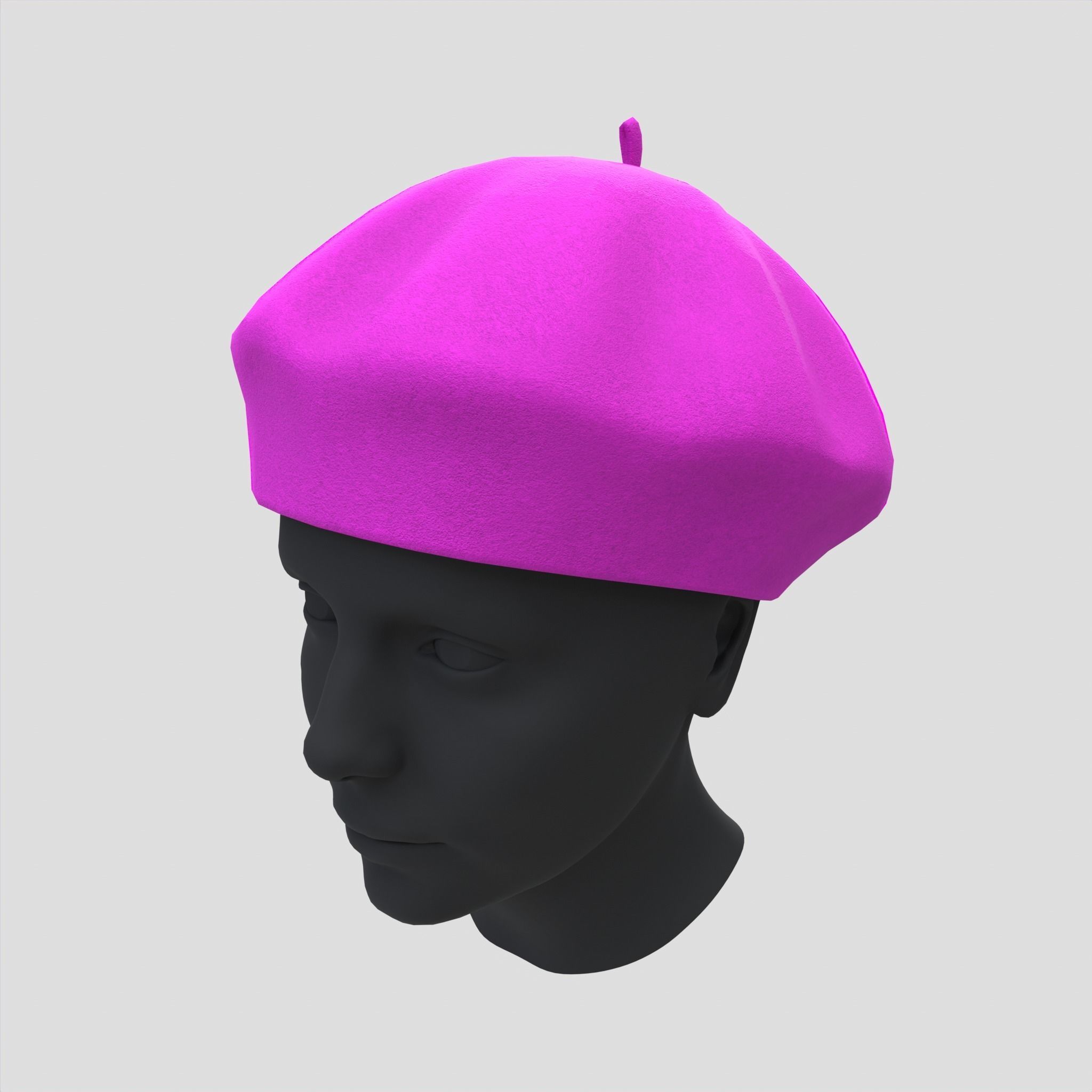 Female Wool Beret Hat Low-poly 3D model_7