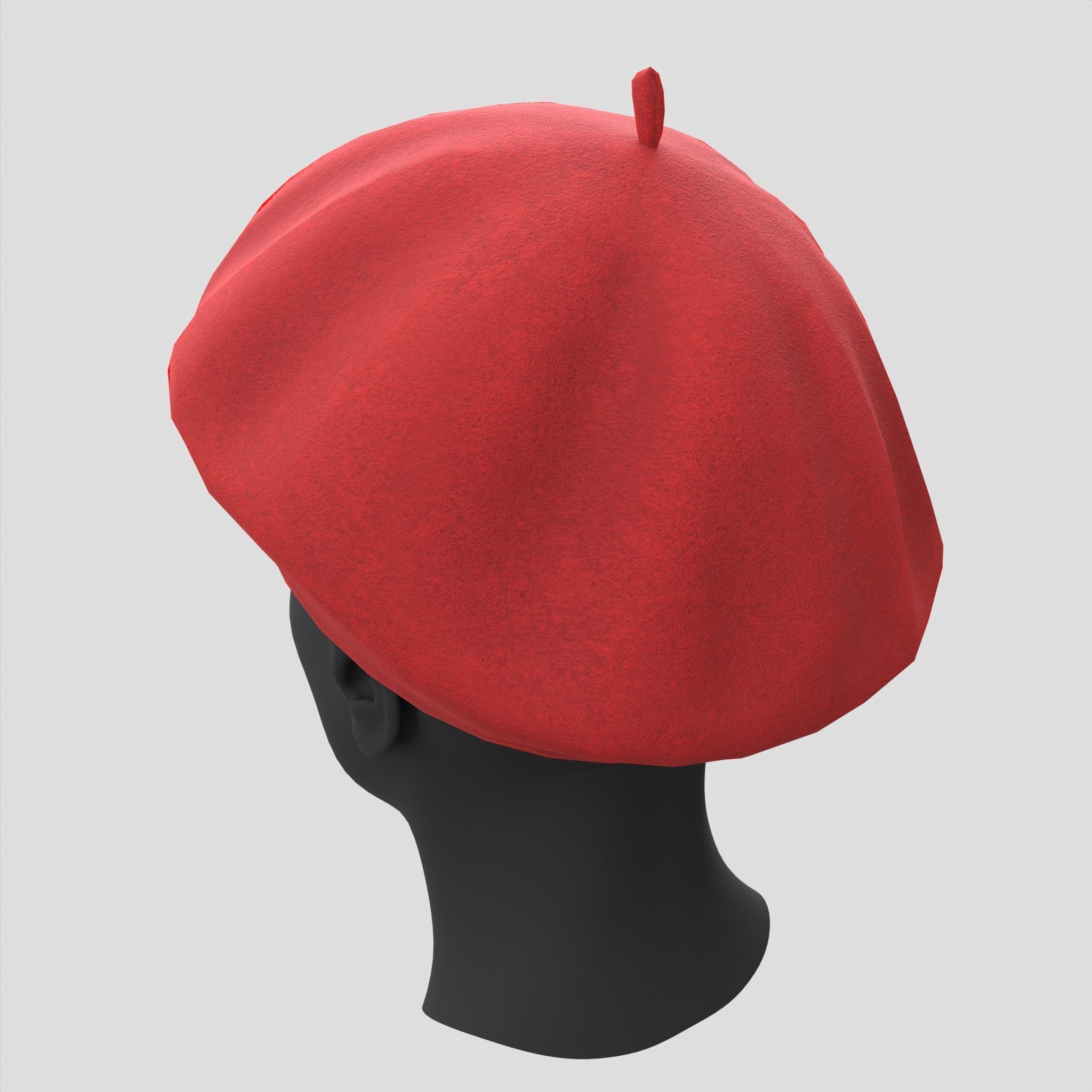 Female Wool Beret Hat Low-poly 3D model_14