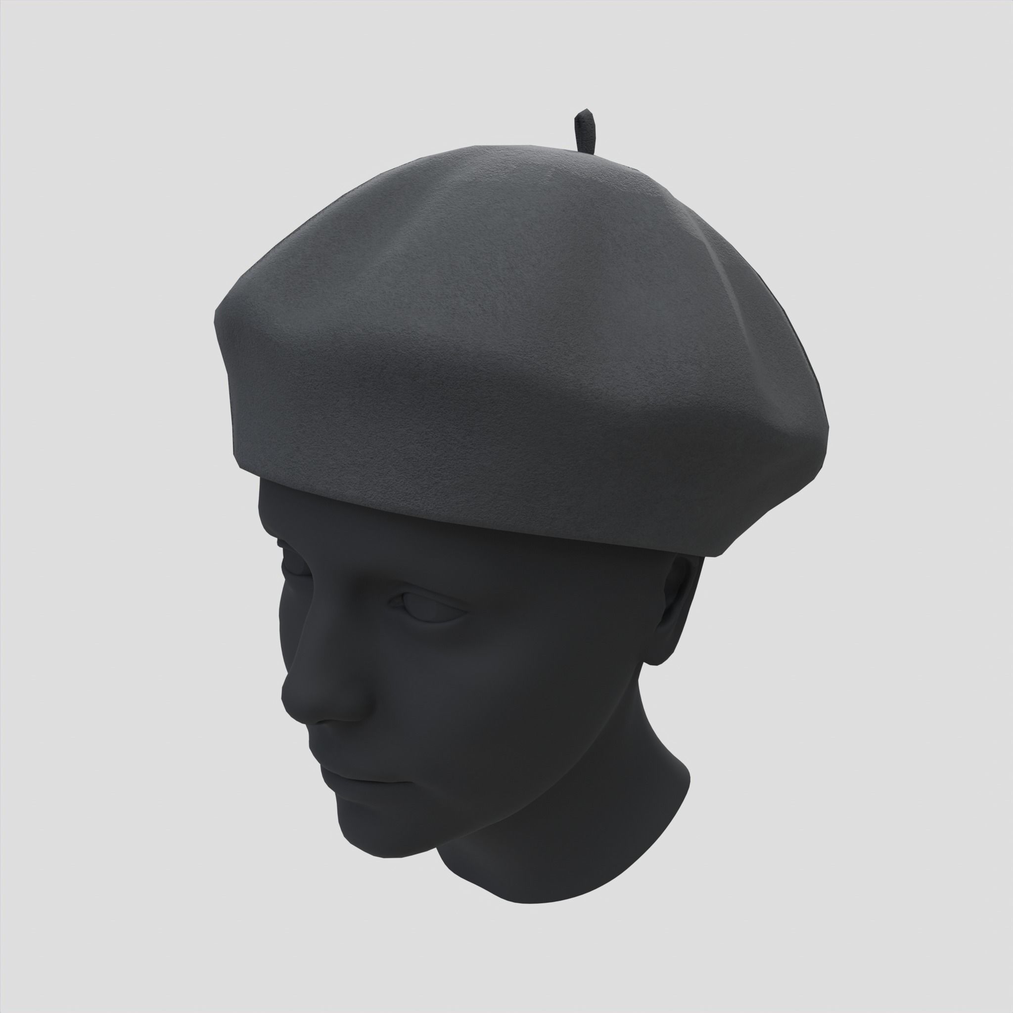 Female Wool Beret Hat Low-poly 3D model_3