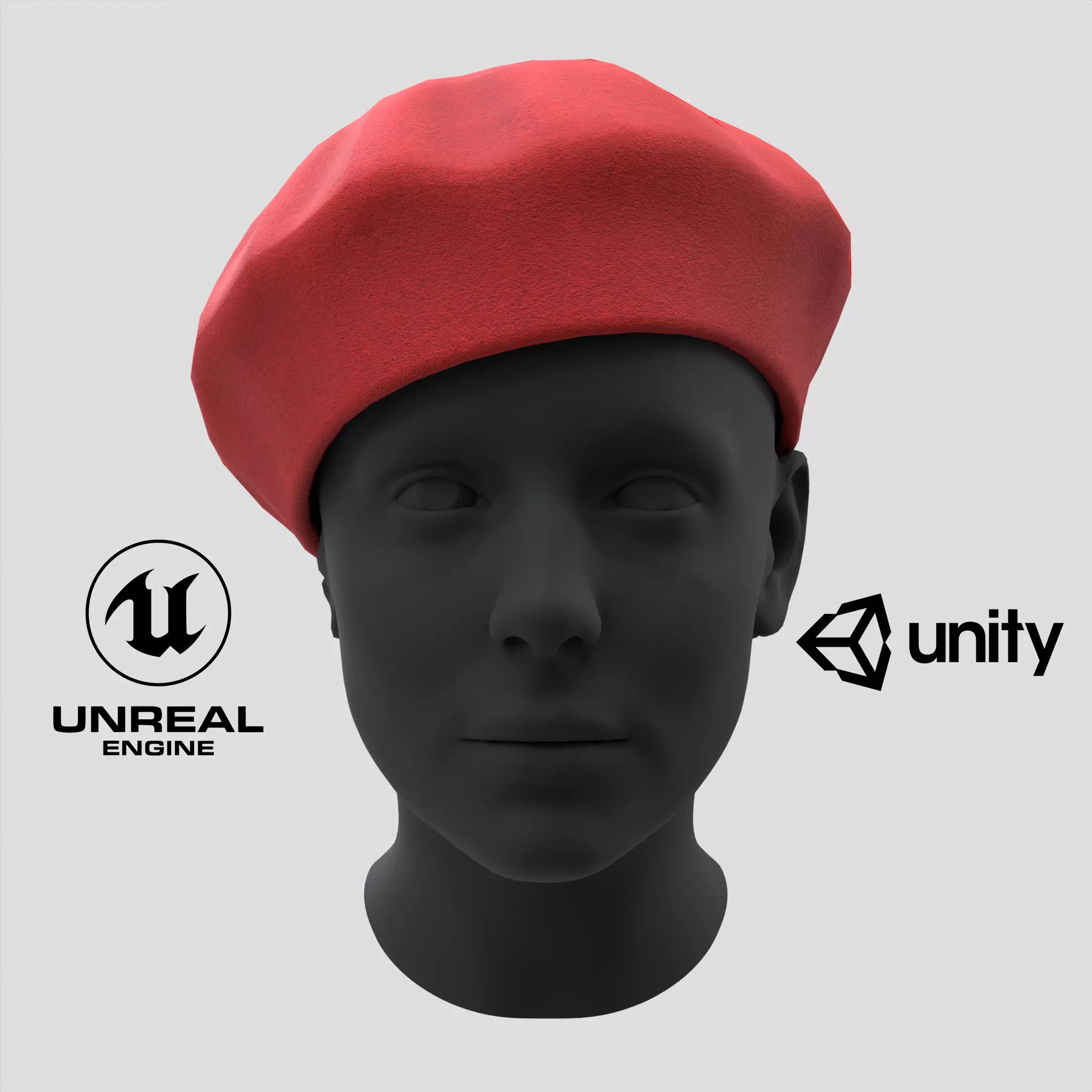 Female Wool Beret Hat Low-poly 3D model_0