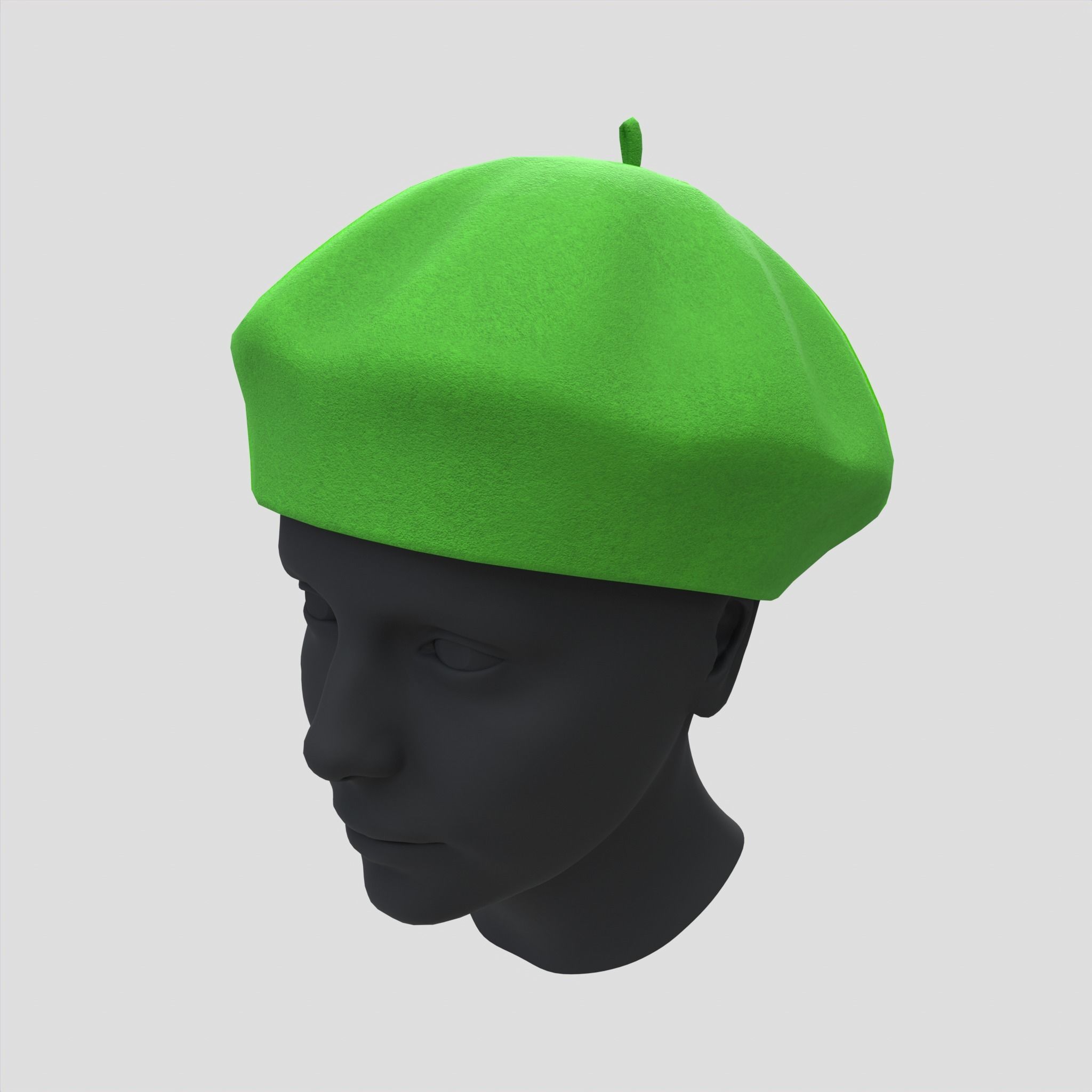 Female Wool Beret Hat Low-poly 3D model_5