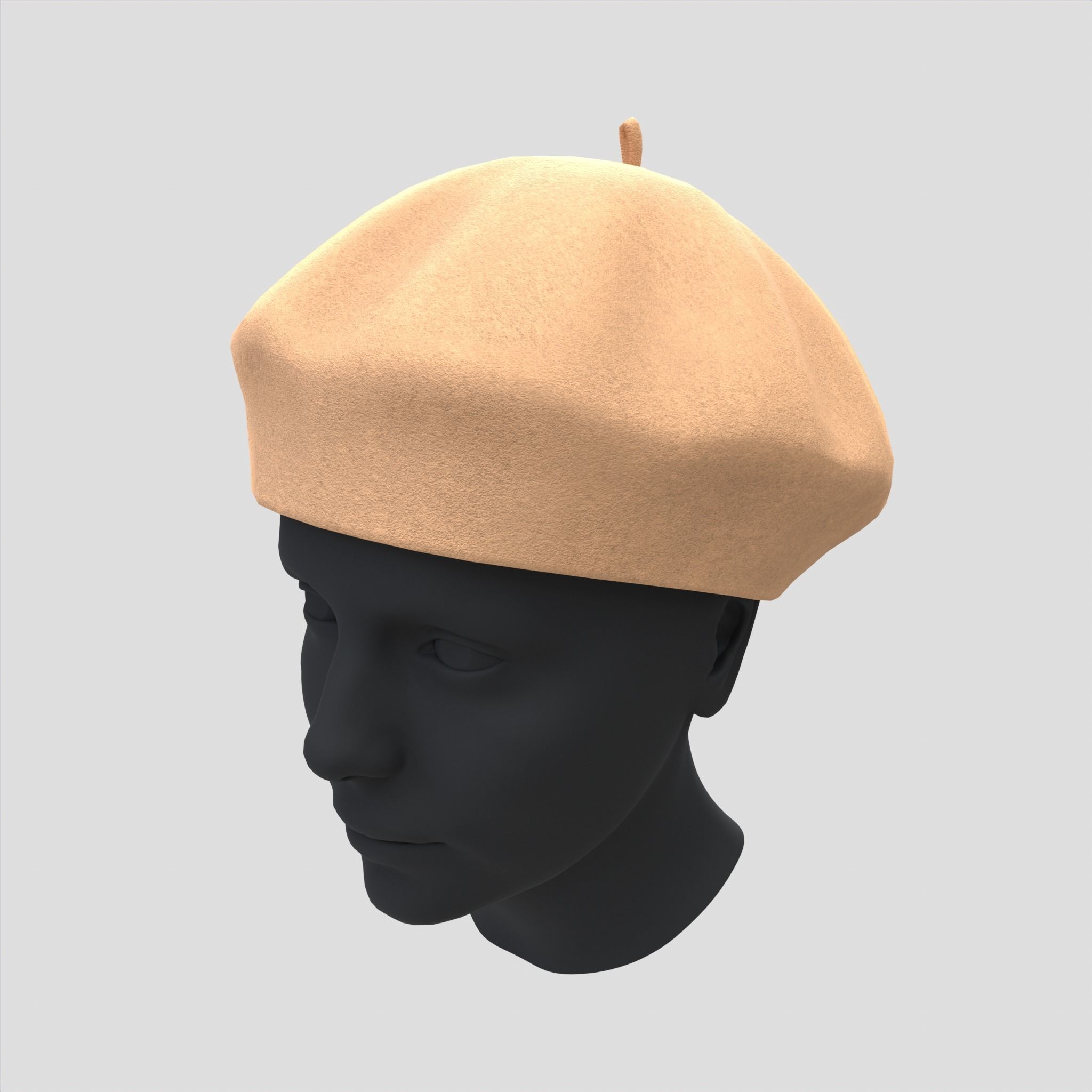 Female Wool Beret Hat Low-poly 3D model_2