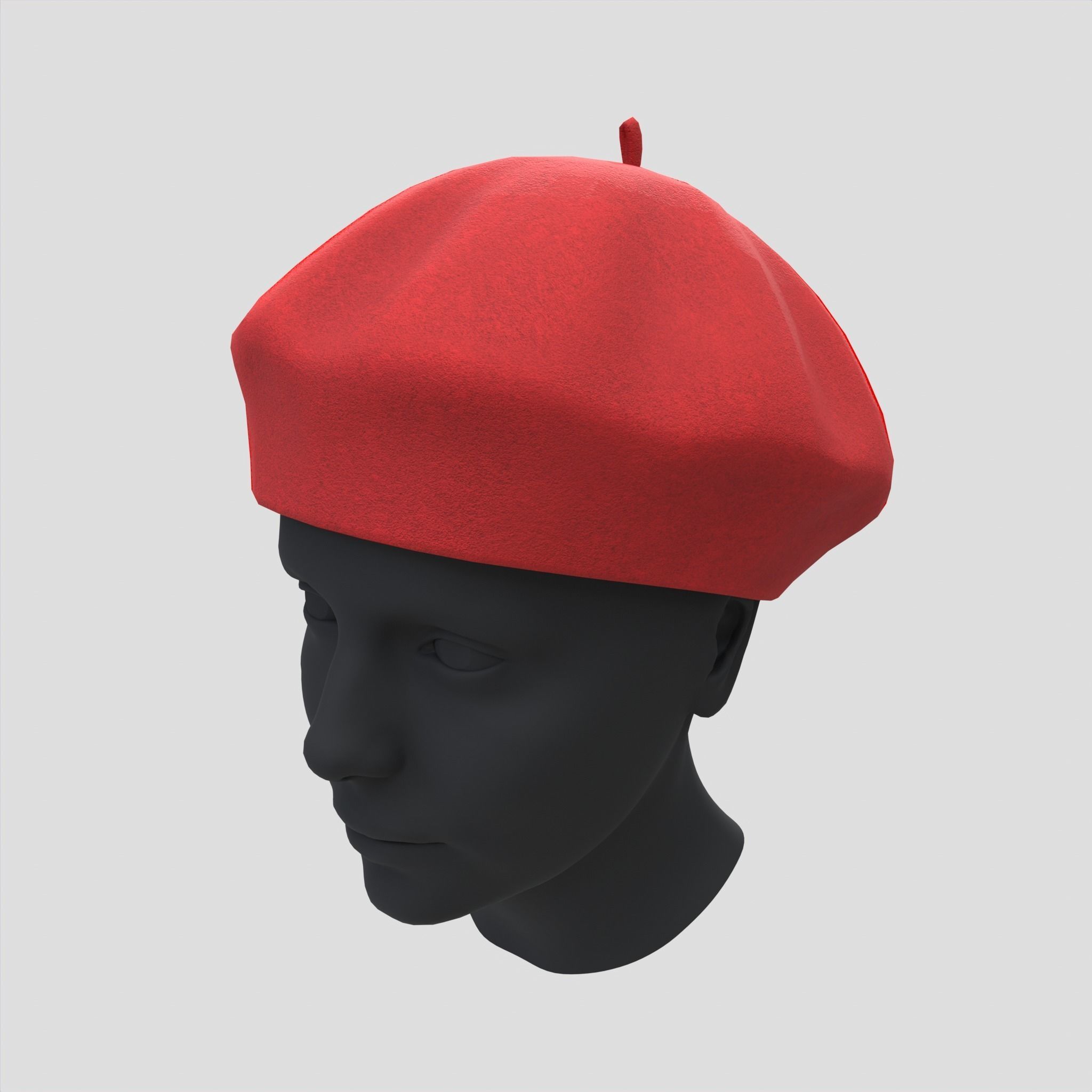 Female Wool Beret Hat Low-poly 3D model_10