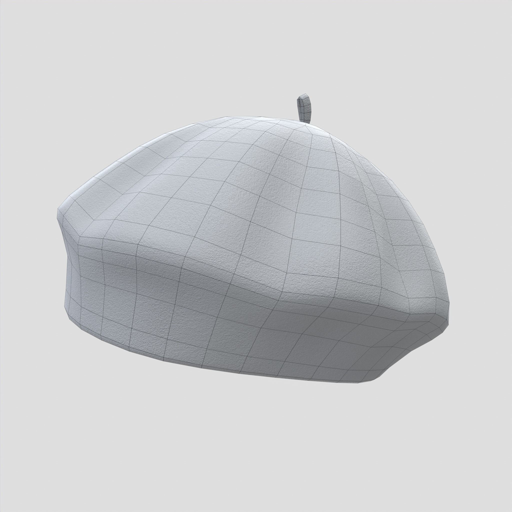 Female Wool Beret Hat Low-poly 3D model_18