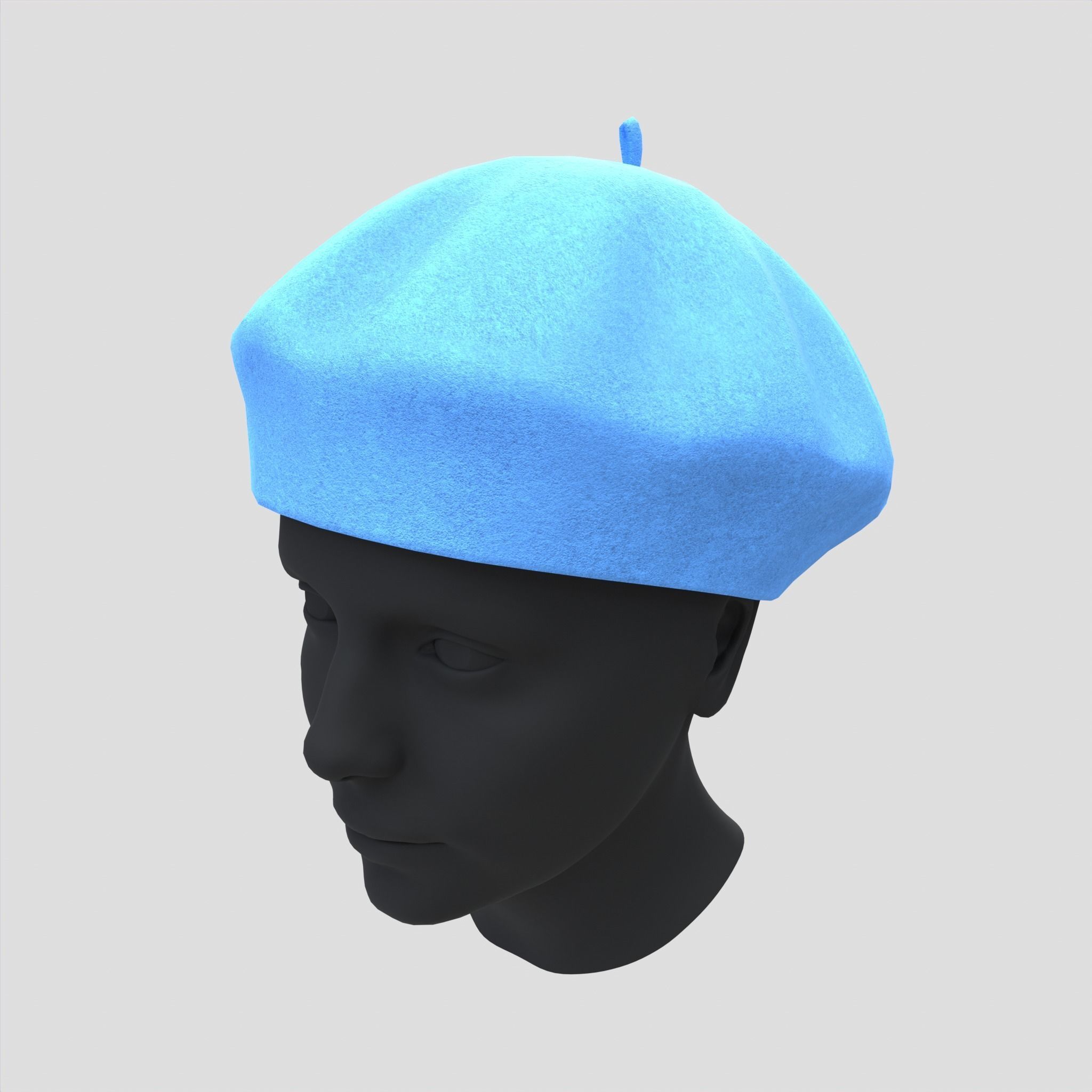 Female Wool Beret Hat Low-poly 3D model_4