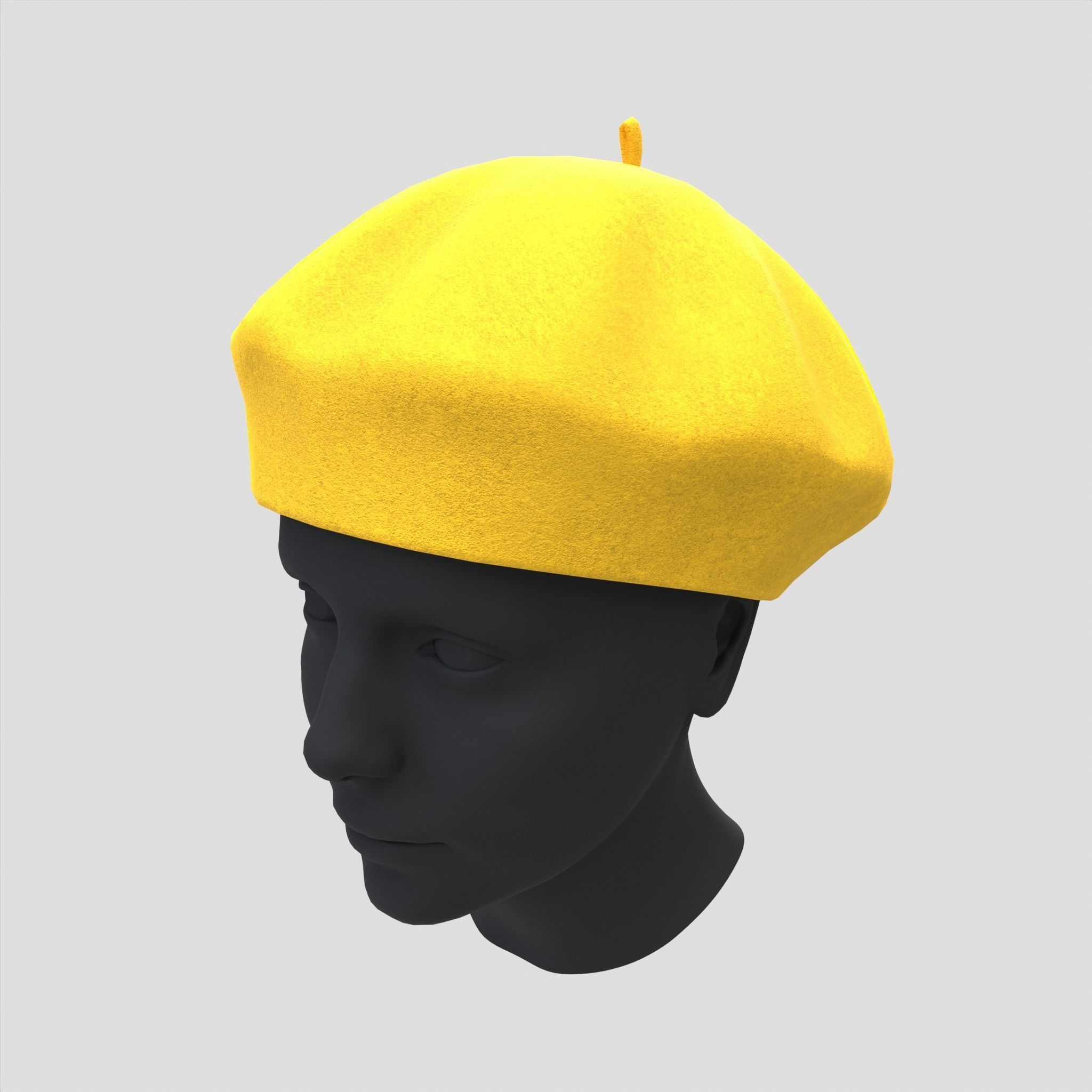 Female Wool Beret Hat Low-poly 3D model_8