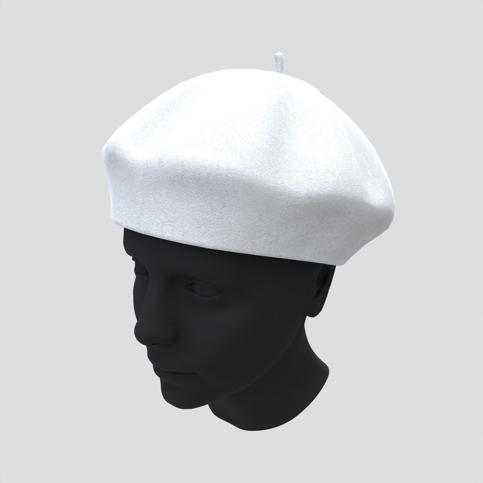 Female Wool Beret Hat Low-poly 3D model_9