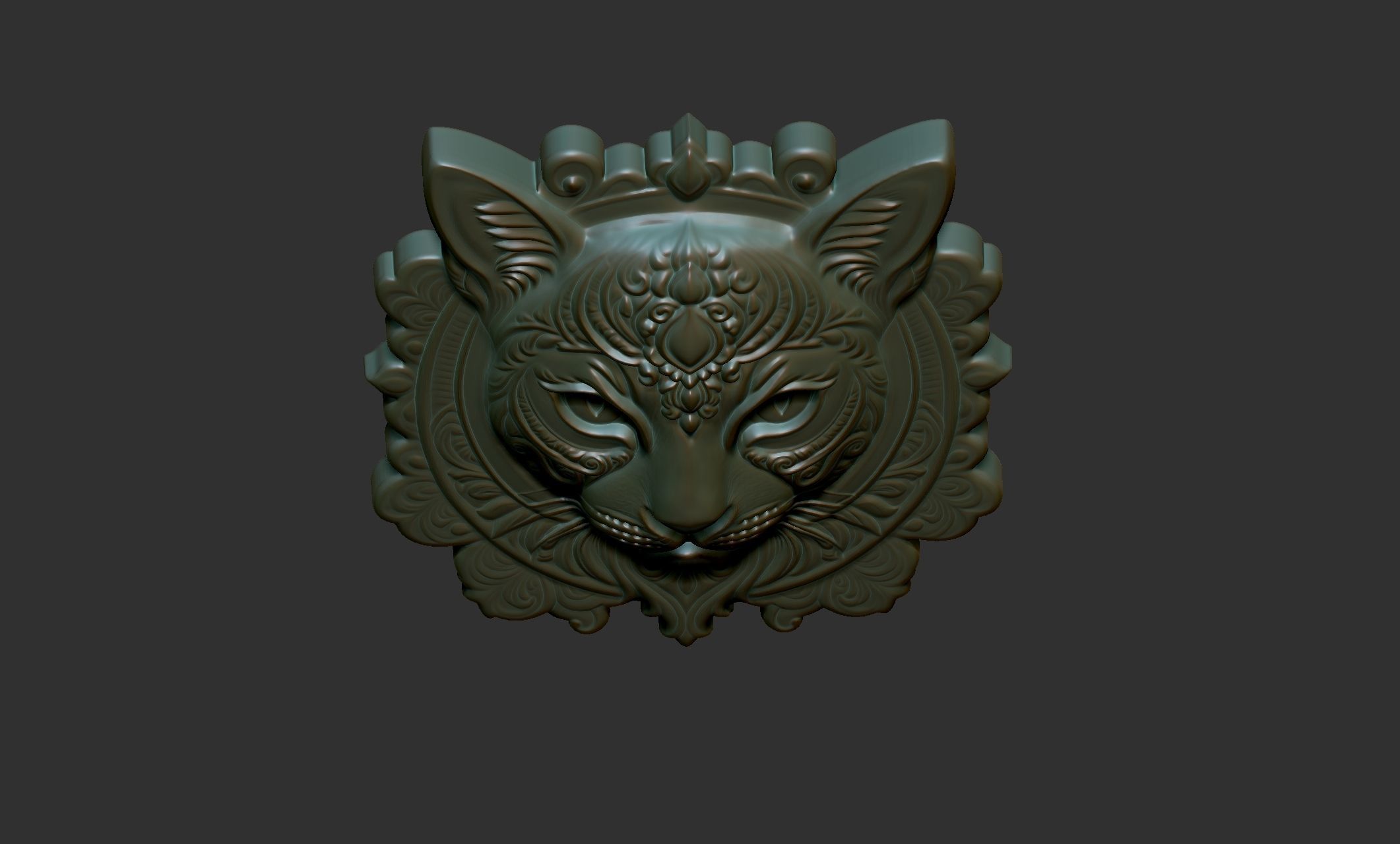 Cat Pendant Bas Relief 01 3D print model_2