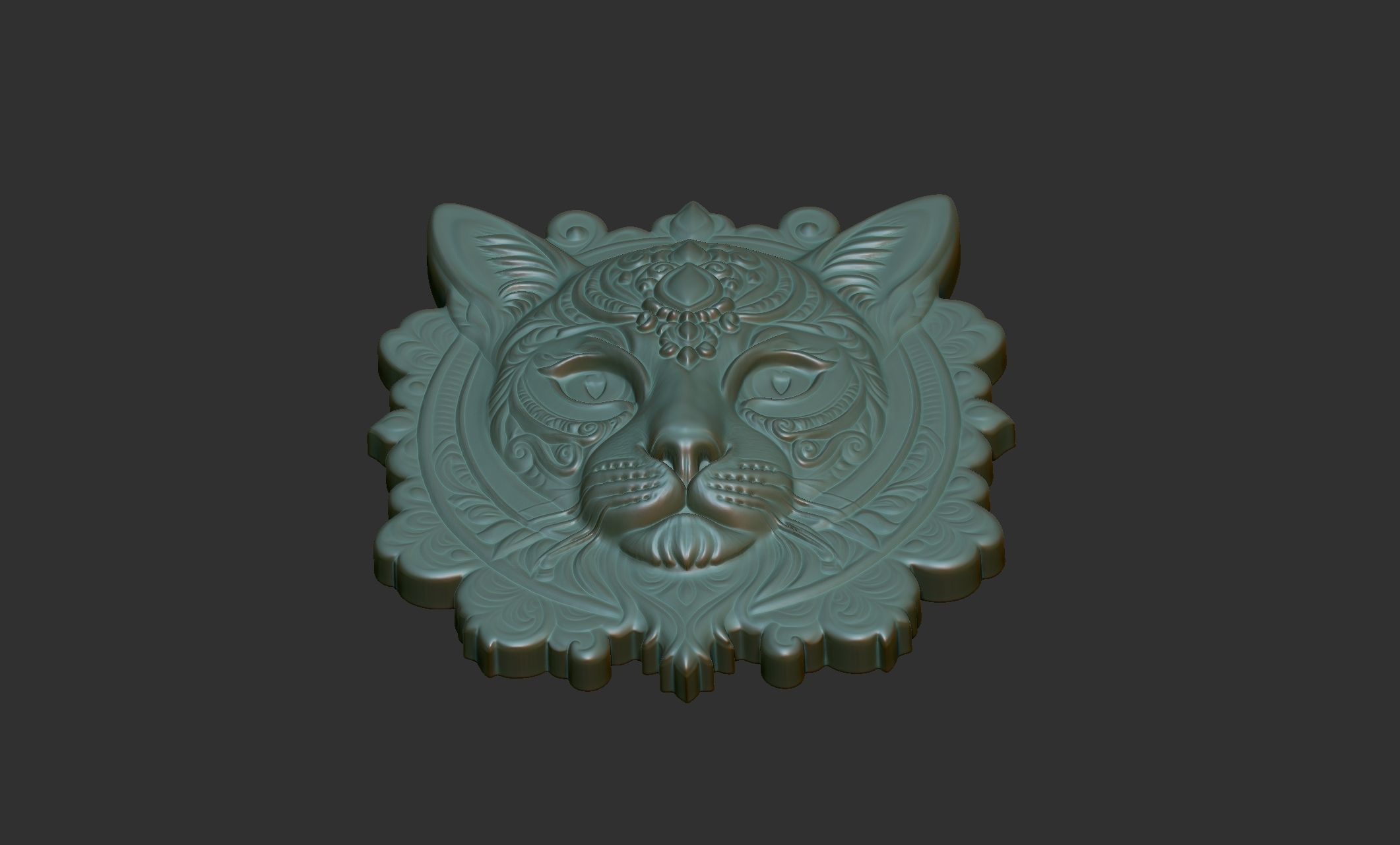 Cat Pendant Bas Relief 01 3D print model_1