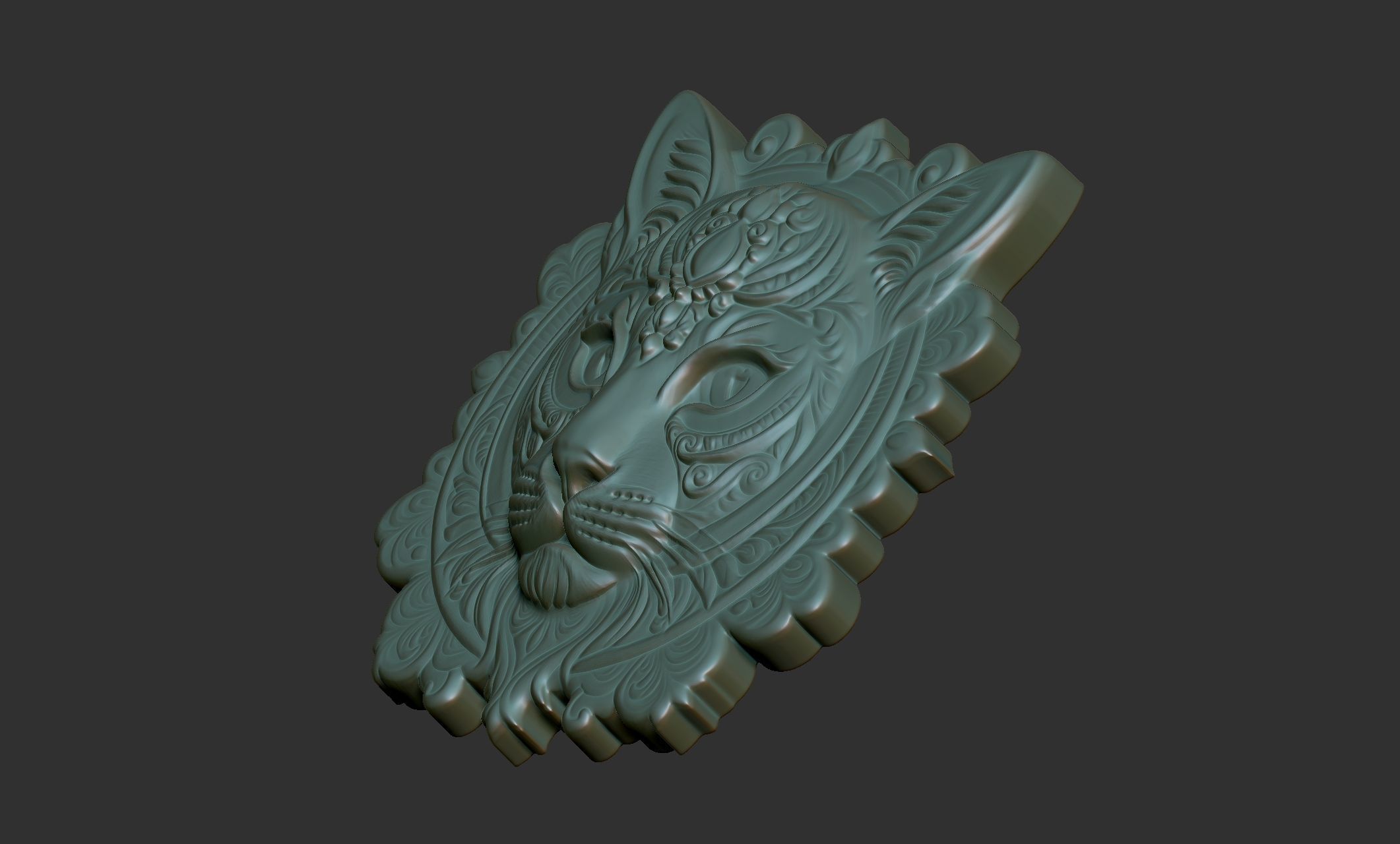 Cat Pendant Bas Relief 01 3D print model_5
