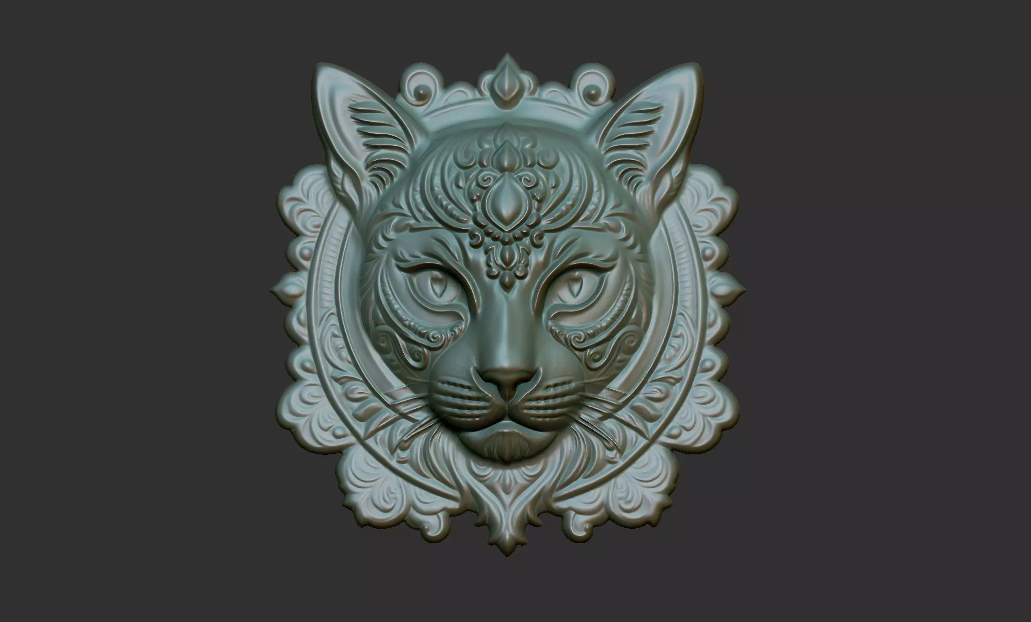 Cat Pendant Bas Relief 01 3D print model_0