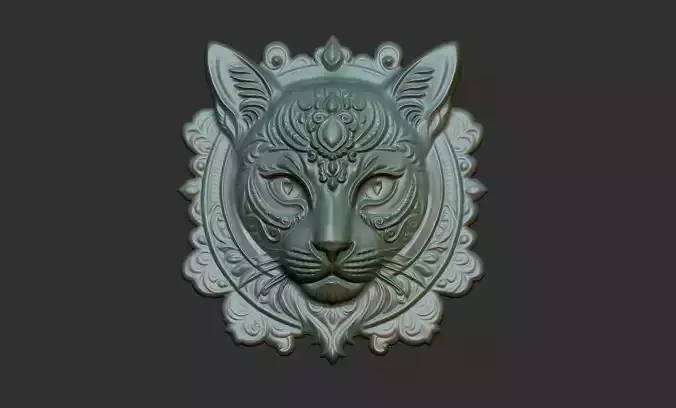 Cat Pendant Bas Relief 01