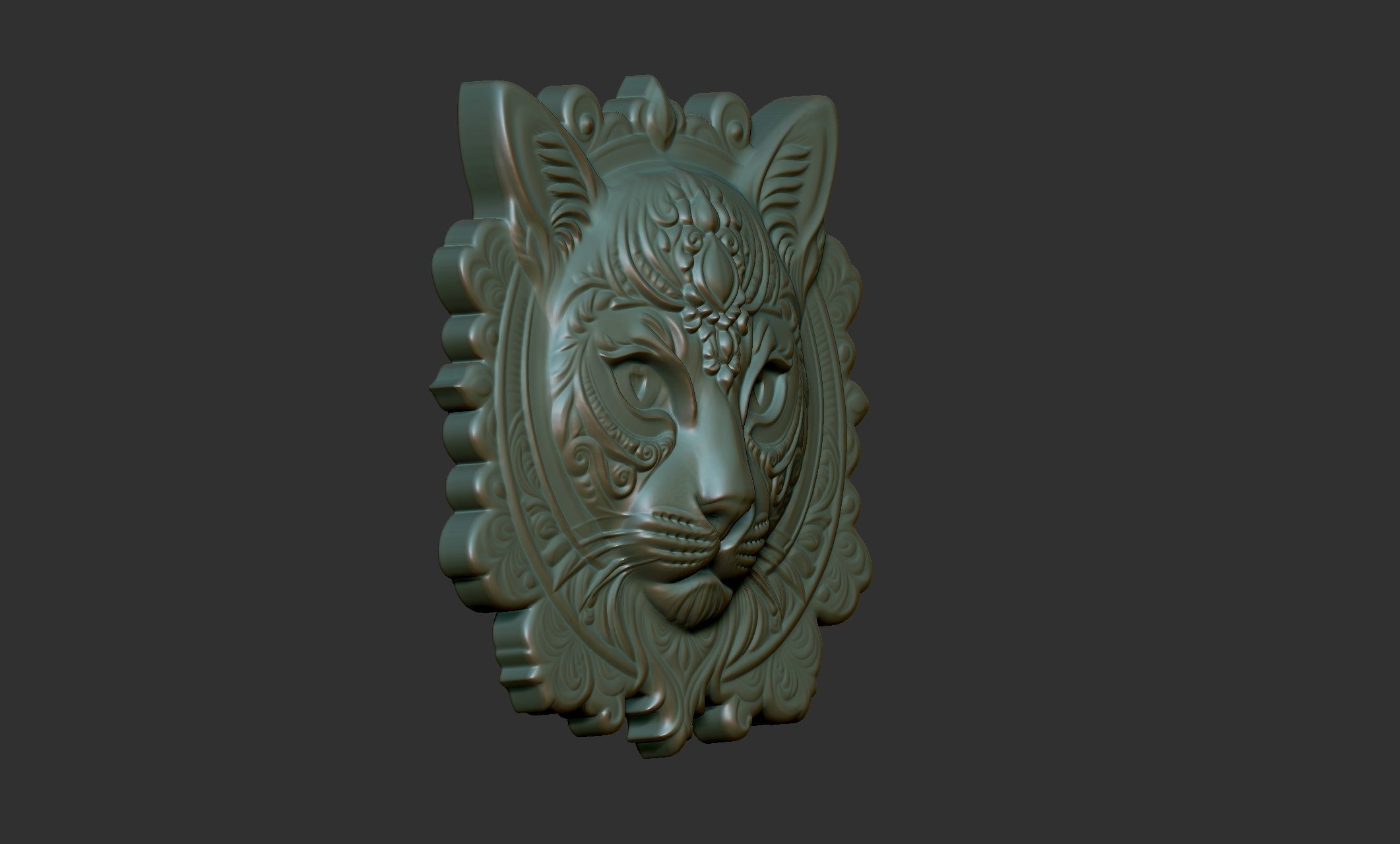 Cat Pendant Bas Relief 01 3D print model_3