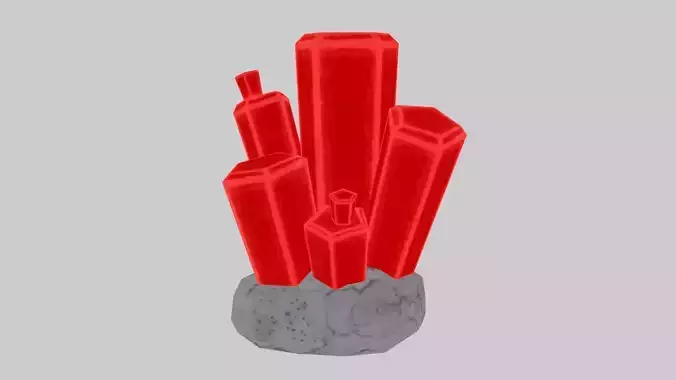 Red Stylized Rock Crystal Cluster Version 2