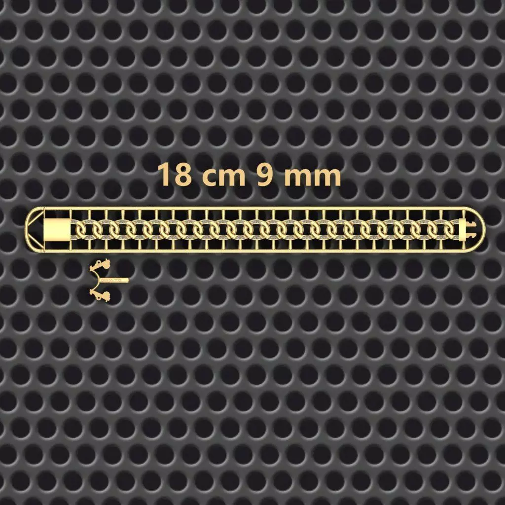 9 MM 18 CM  CUBAN LINK CHAIN FOR BRACELET OR NECKLACE 3D print model_0
