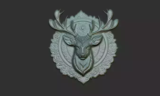 Deer Pendant Bas Relief 01 3D print model