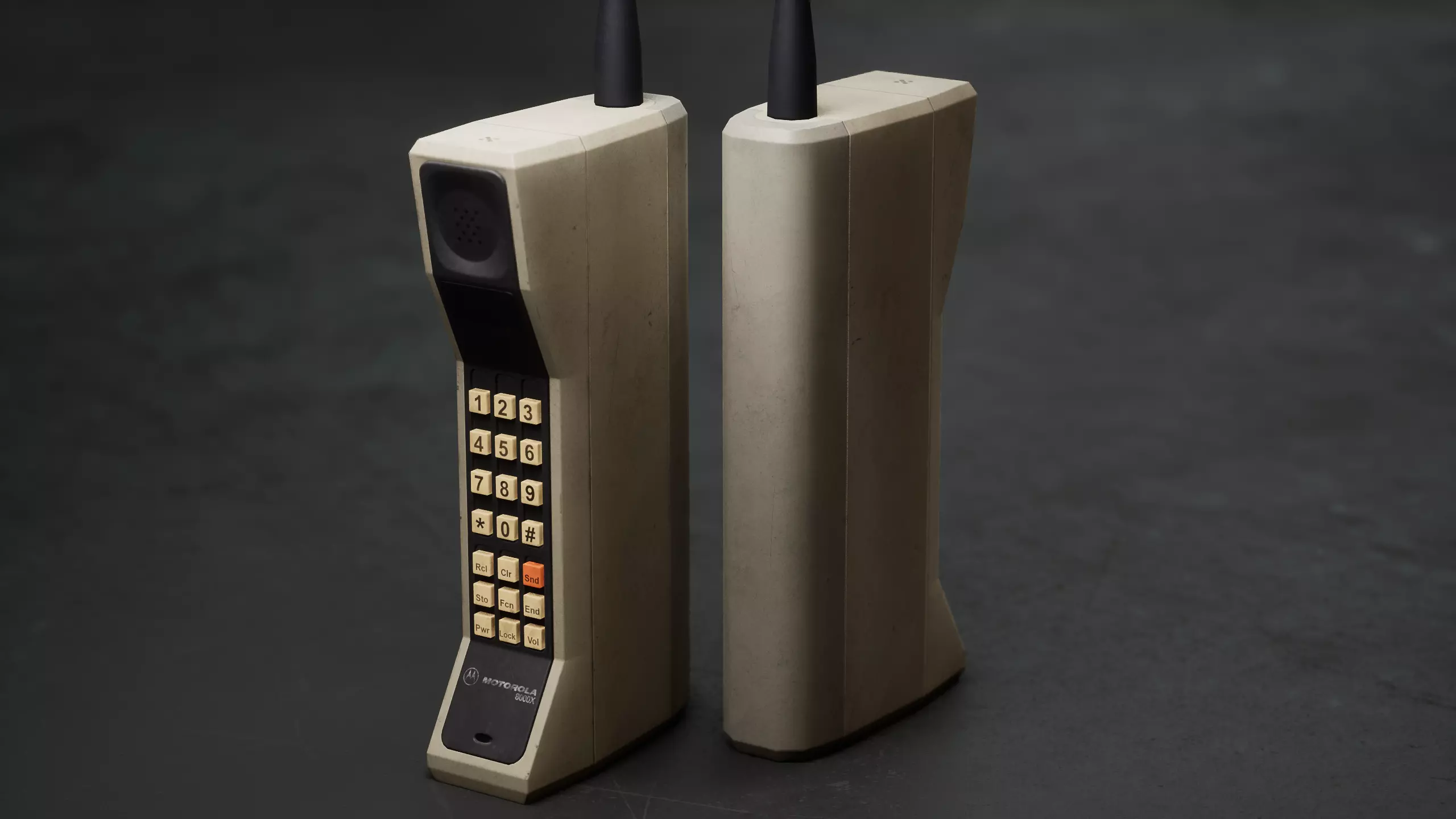 Motorola DynaTAC 8000x Used Backlit Buttons Low-poly 3D model_0
