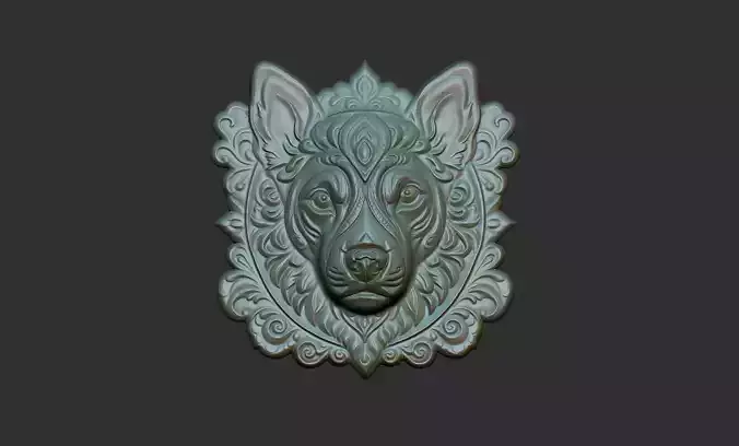 Wolf Pendant Bas Relief 01