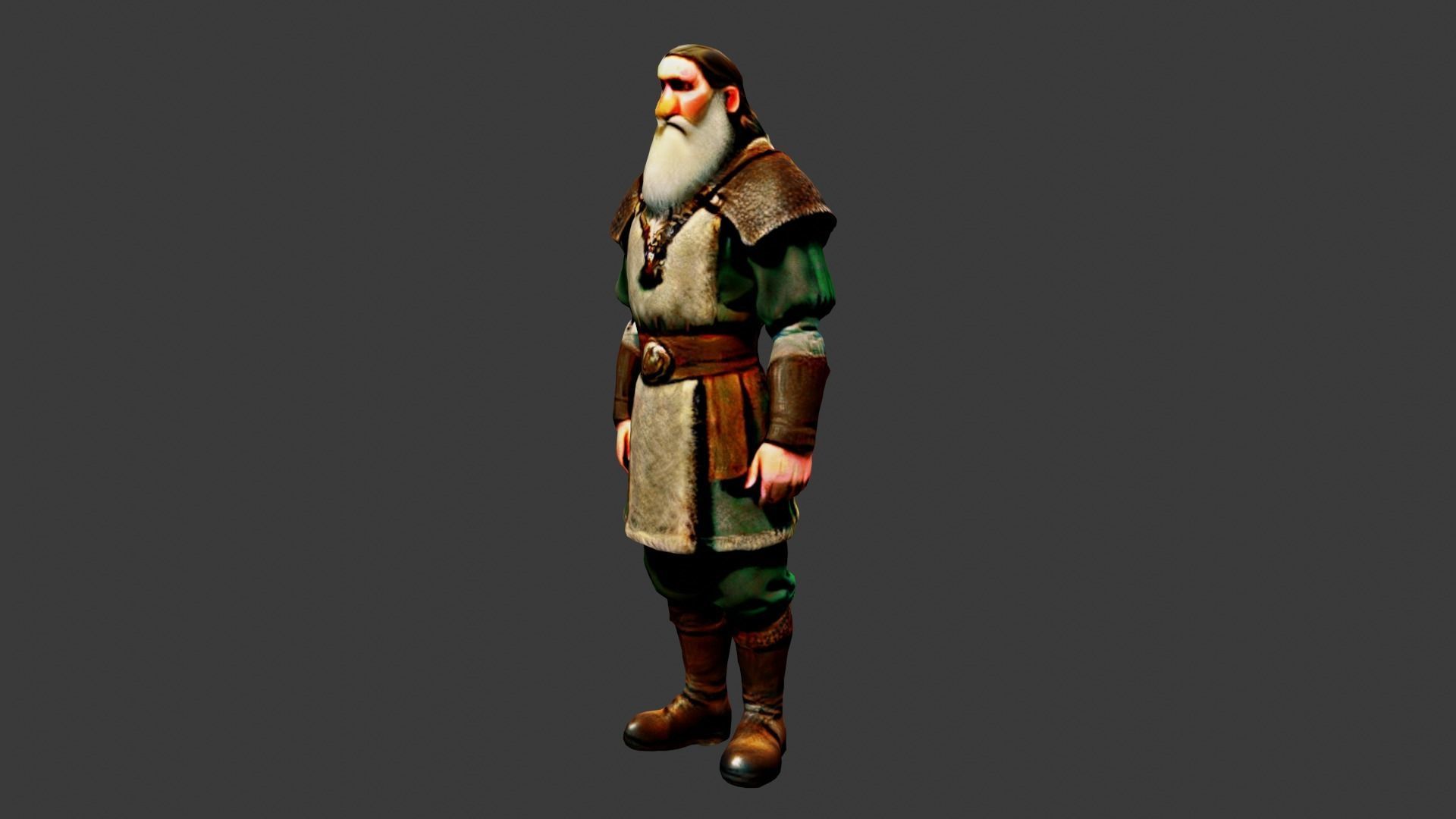Old Poor Man Low-poly 3D model_2