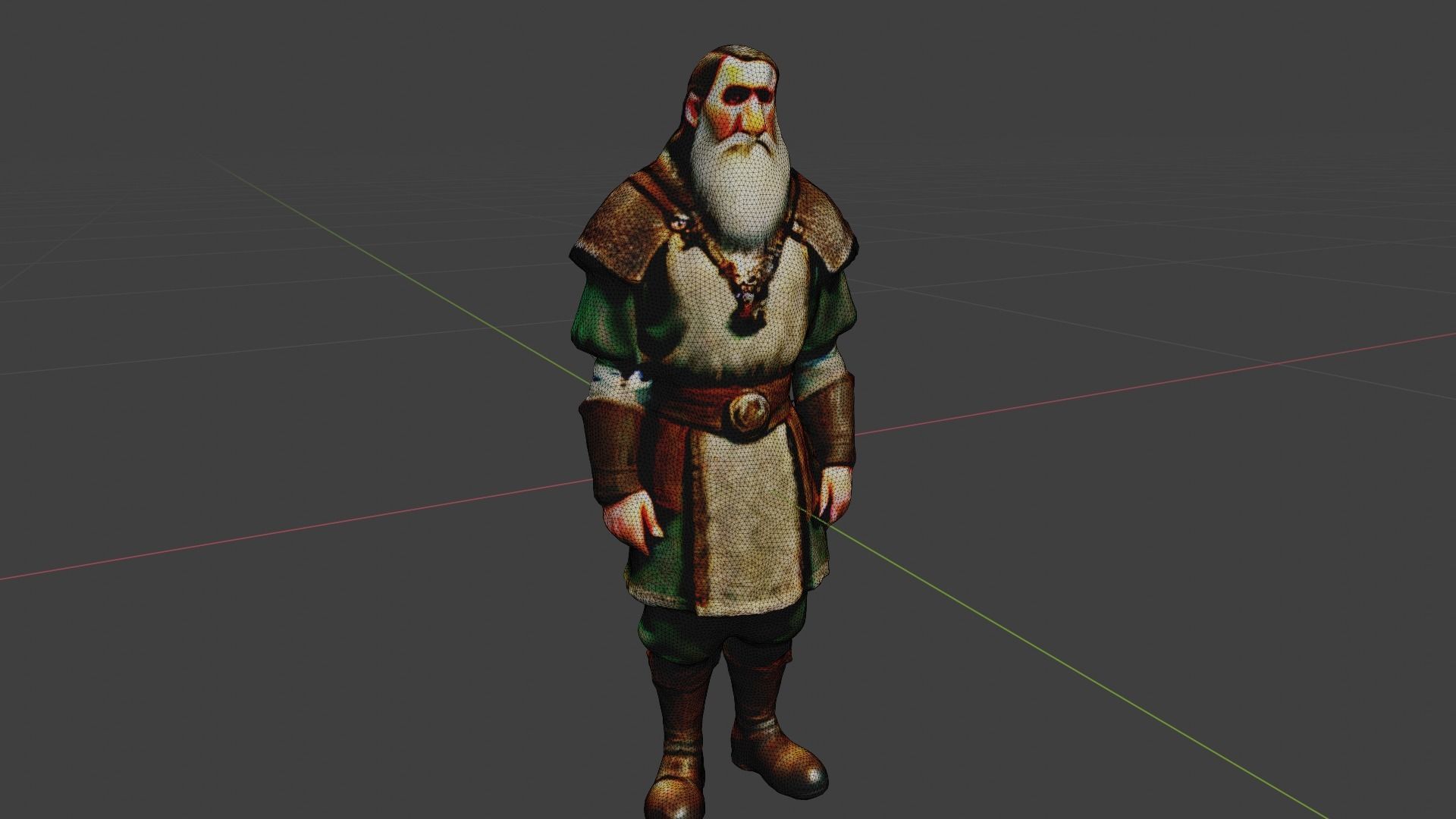 Old Poor Man Low-poly 3D model_7