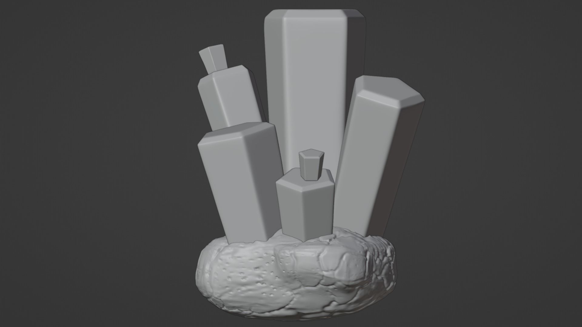 Yellow Stylized Rock Crystal Cluster Version 2 Low-poly 3D model_6