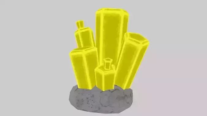 Yellow Stylized Rock Crystal Cluster Version 2