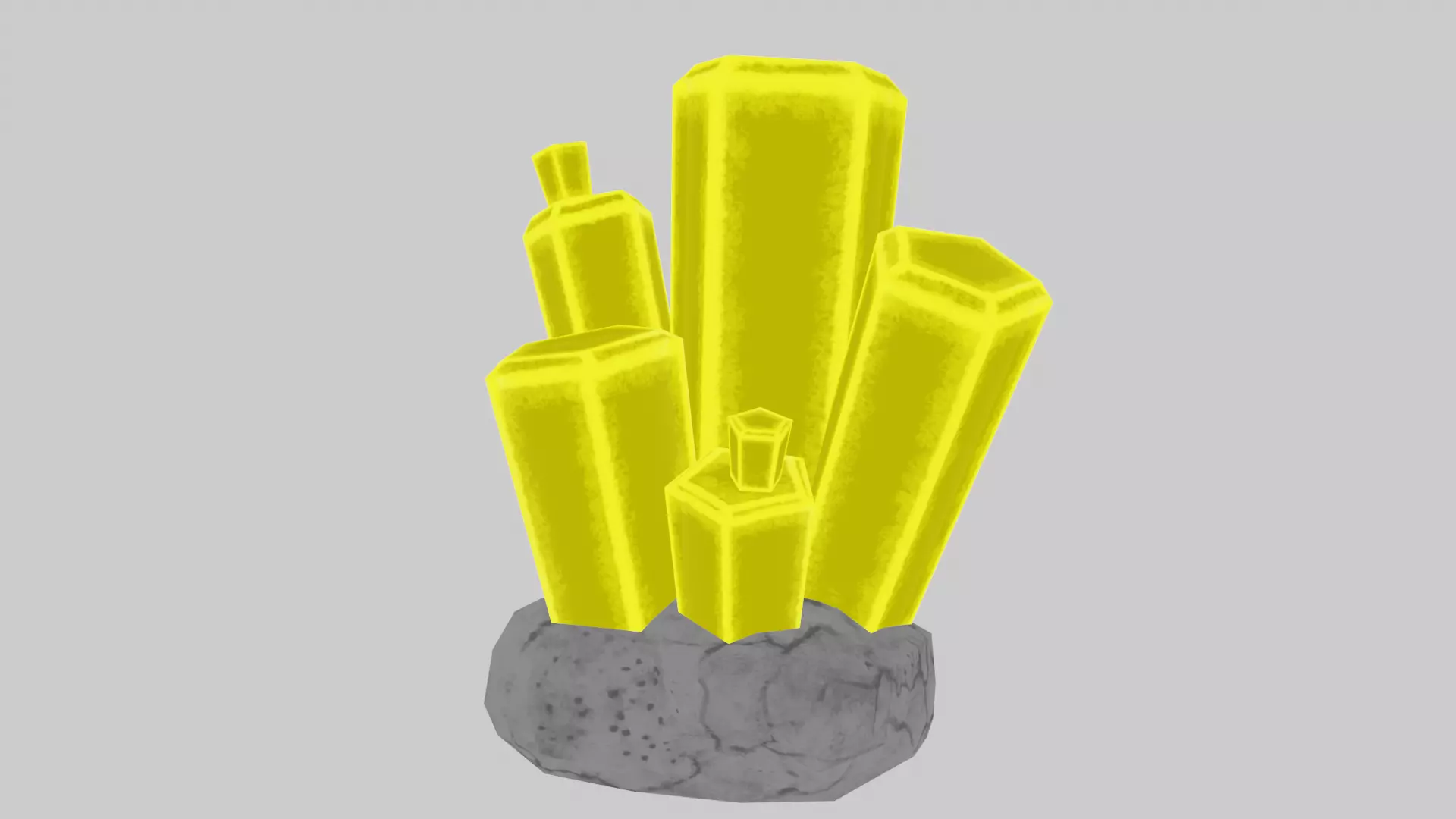 Yellow Stylized Rock Crystal Cluster Version 2 Low-poly 3D model_0