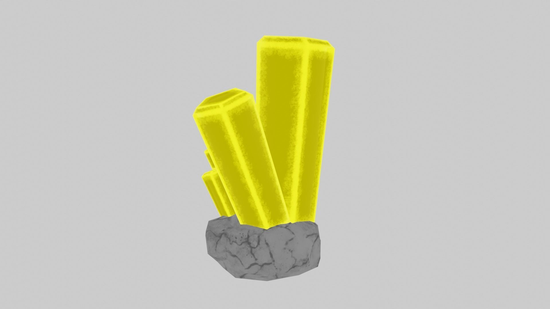 Yellow Stylized Rock Crystal Cluster Version 2 Low-poly 3D model_3
