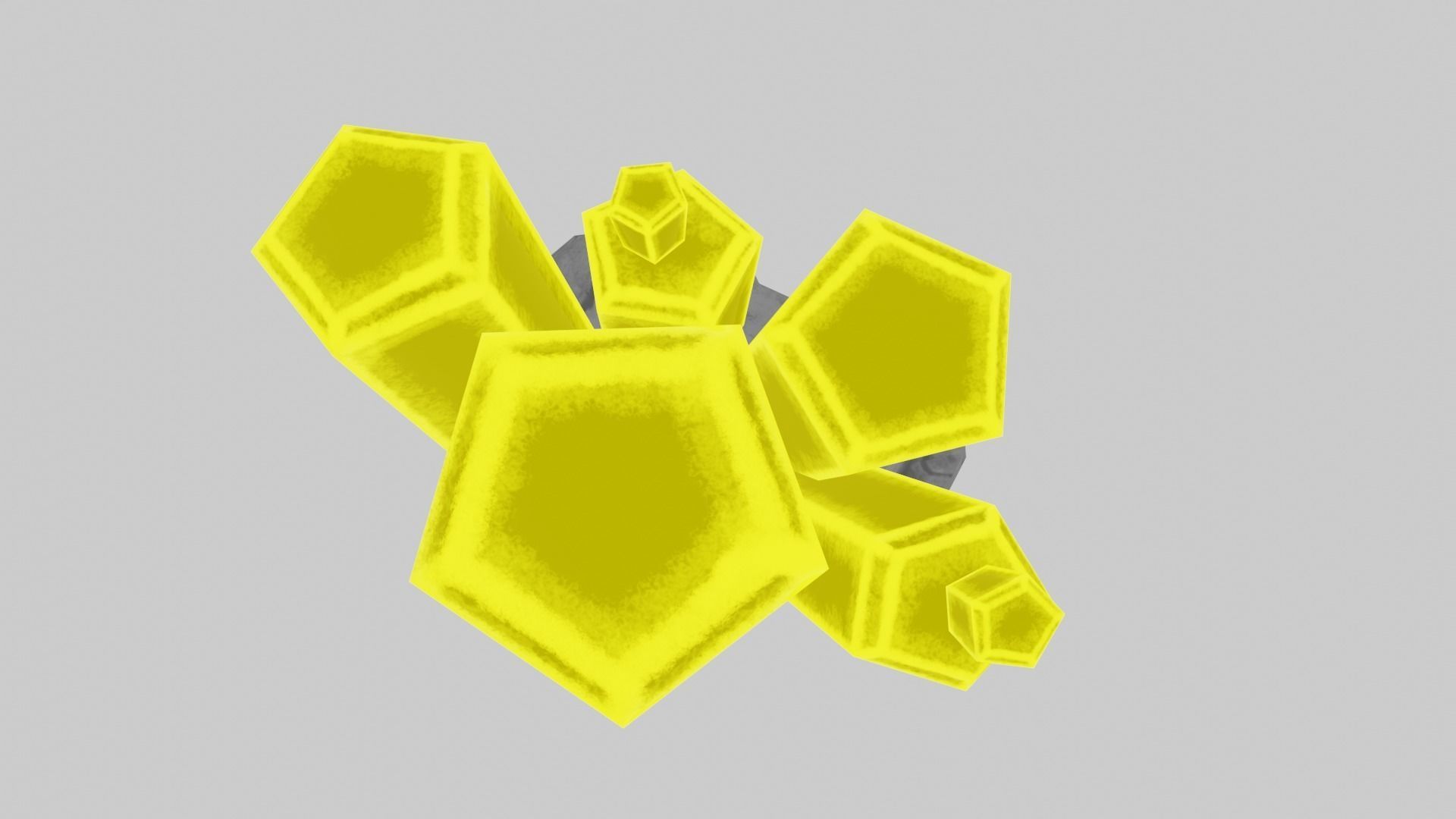 Yellow Stylized Rock Crystal Cluster Version 2 Low-poly 3D model_4