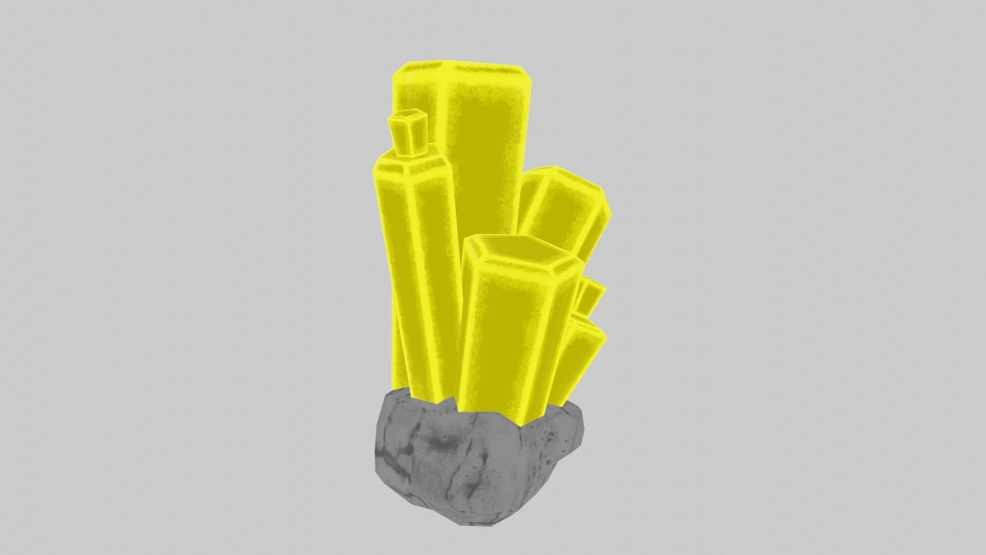 Yellow Stylized Rock Crystal Cluster Version 2 Low-poly 3D model_2